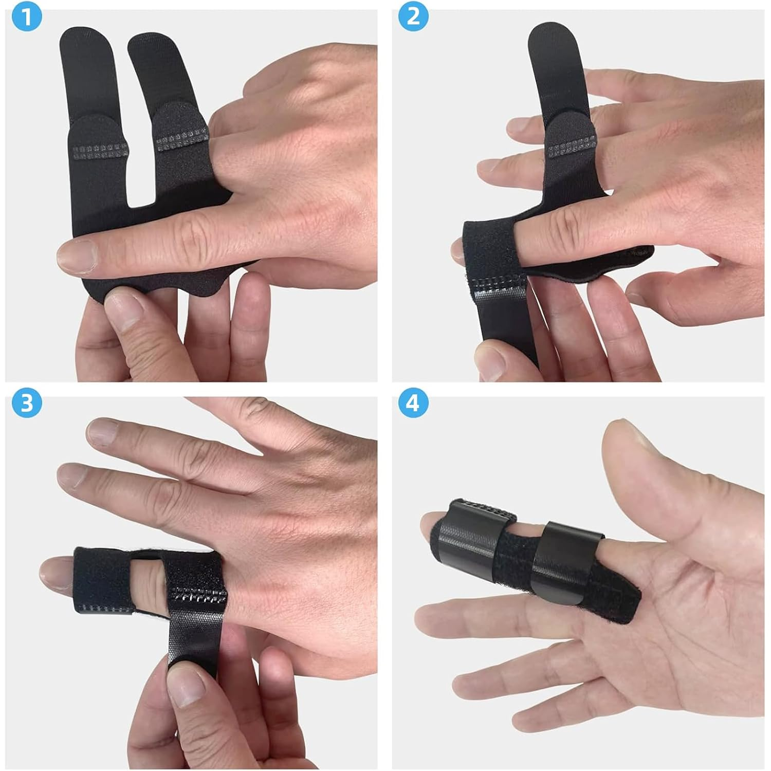 Xlihdzum 5Pcs Finger Splints, Finger Straightening Brace - Professional Thumb Brace for Arthritis Support, Adjustable Trigger Finger Splint for Broken/Strained Fingers (Black) image number 1