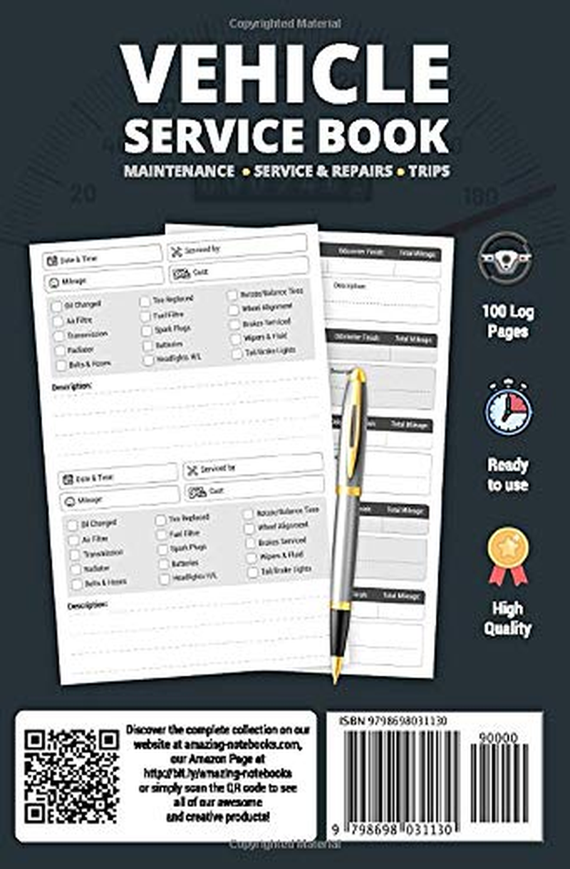 Vehicle Service Book: Track Your Car`S Maintenance, Service, Repairs, and Trips Diary image number 1
