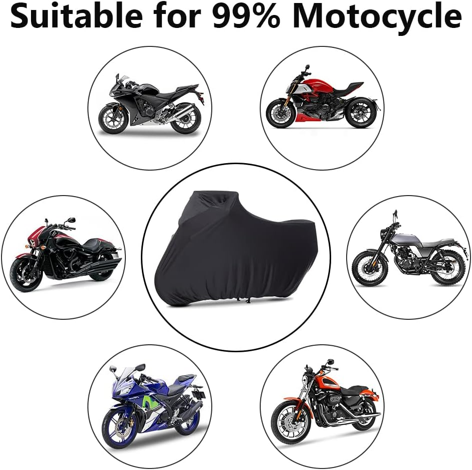BIHEE Indoor Motorcycle Cover Universal Dustproof Cover Soft Stretch Durable Motorbike Cover for All Motor,104 Inches image number 6