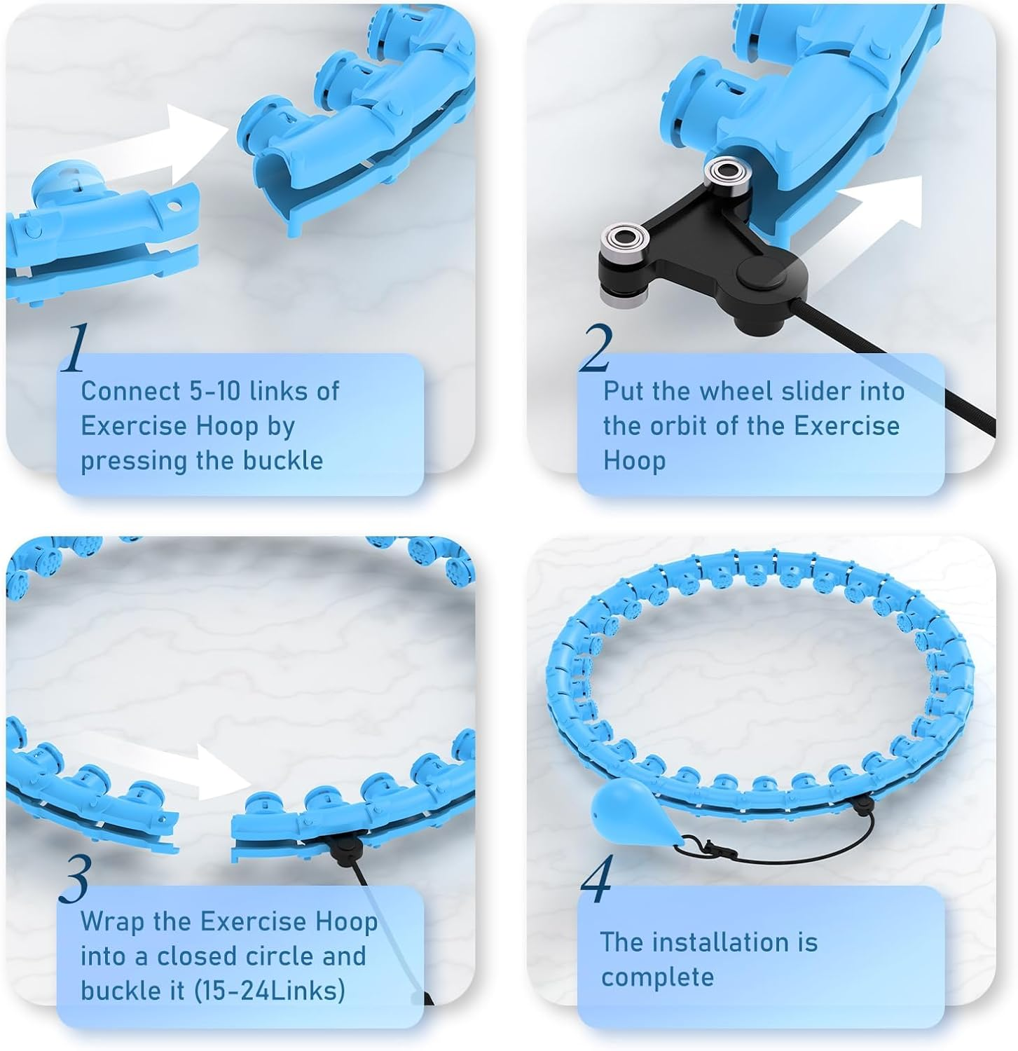 LEFAFA Weighted Hula Hoop, Weighted Hula Circle with 24 Detachable Links for Adults Weight Loss, 2 in 1 Smart Fitness Exercise Hoop for Men and Women Abs Workout image number 1