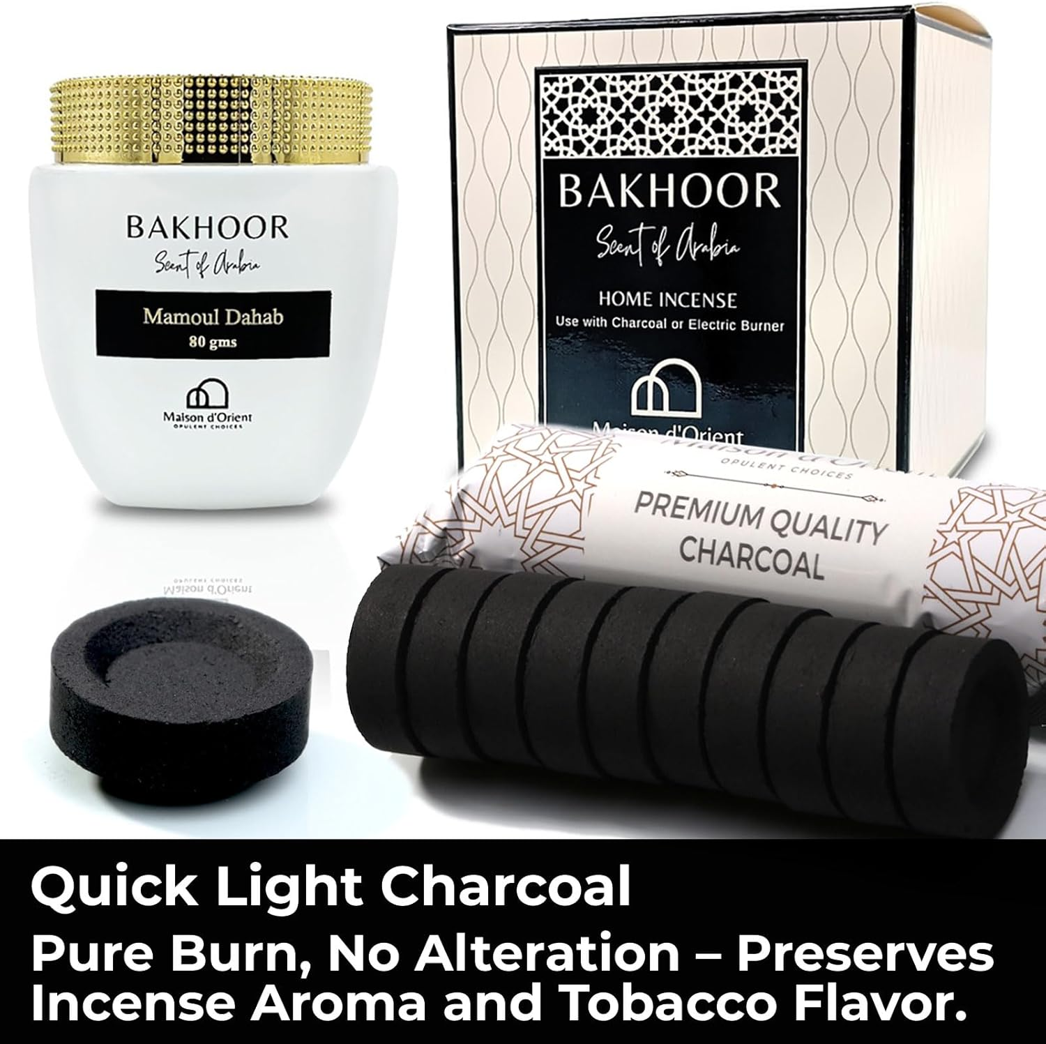 Quick Light Bakhoor Coal Briquettes - Bamboo Charcoal for Frankincense & Resin Incense - Small Charcoal Tablets (10 Discs) image number 2