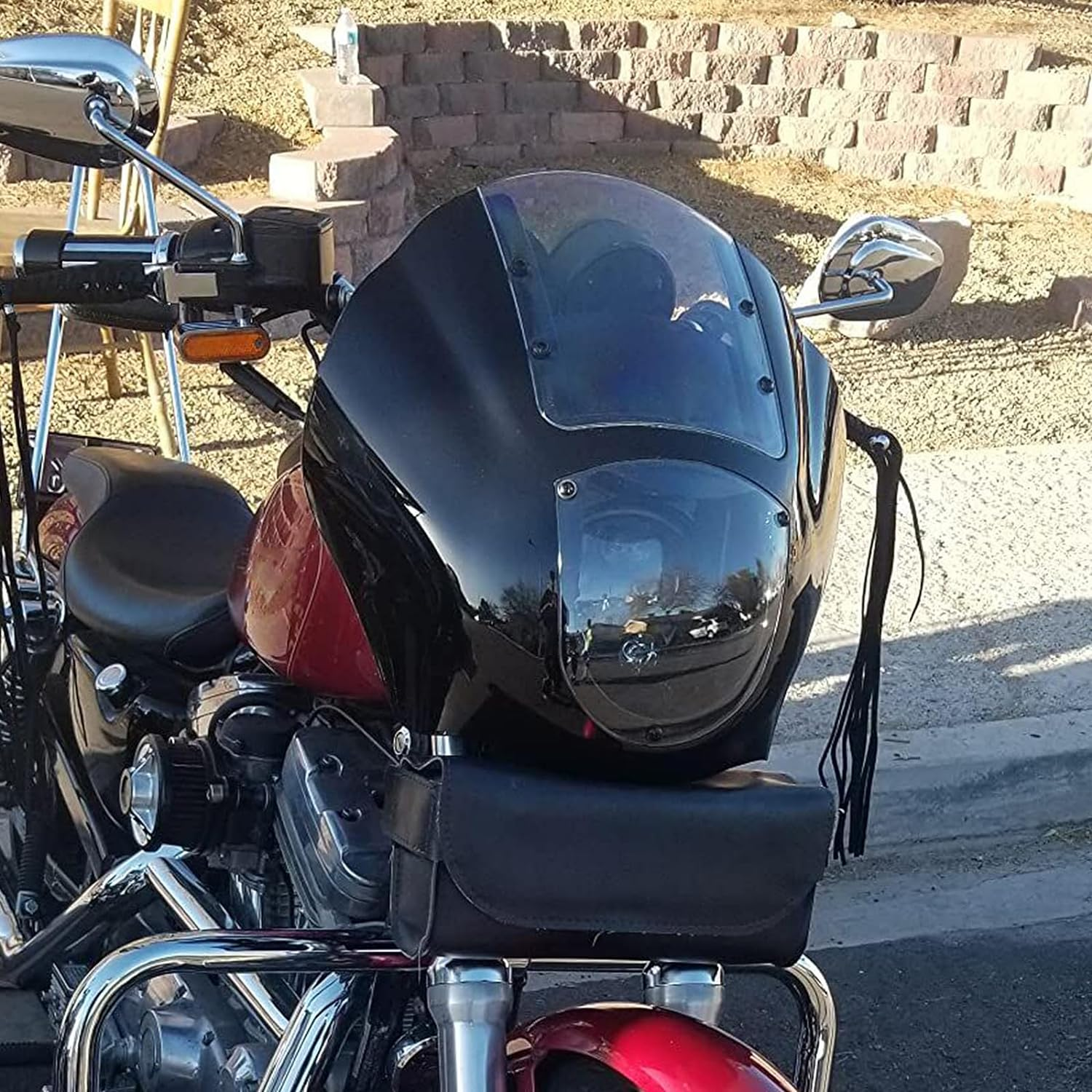 Rebacker Motorcycle ABS Windshield Quarter Fairing Kit for Sportster XL 883 1200 1988-2016 Dyna Models 1995-2005 FXR 1986-1994,Clear image number 1