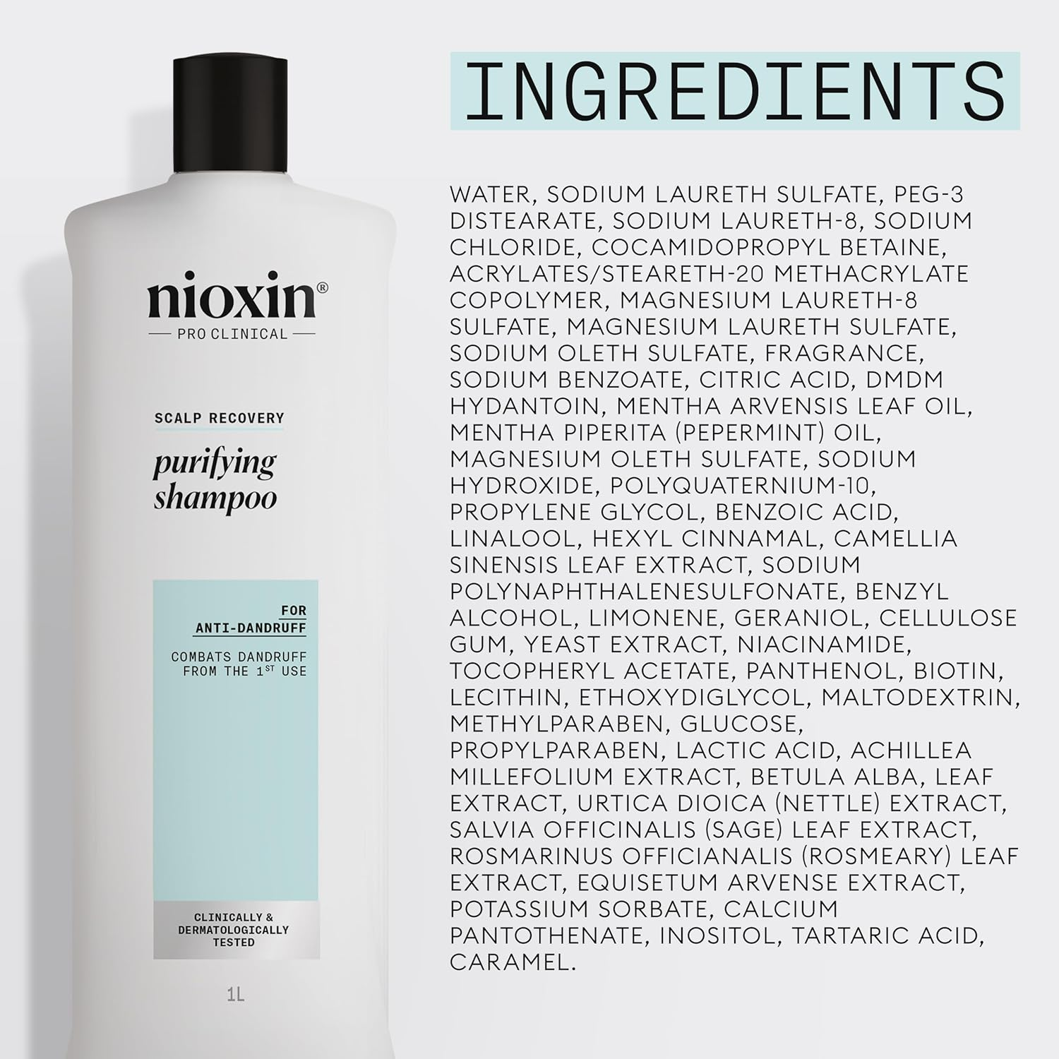Nioxin Scalp Recovery Purifying Shampoo - Shampoo for Dandruff and Itchy Scalp, 1000Ml image number 3