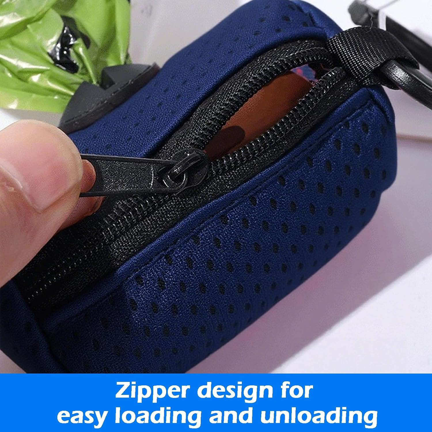 Zvorgath Dog Poop Bags Dispenser - Mesh Fabric Attachment Dog Waste Bag Holder with Zipper, Large Capacity Hangable Pet Supplies, Includes 15 Dog Poop Bags image number 2