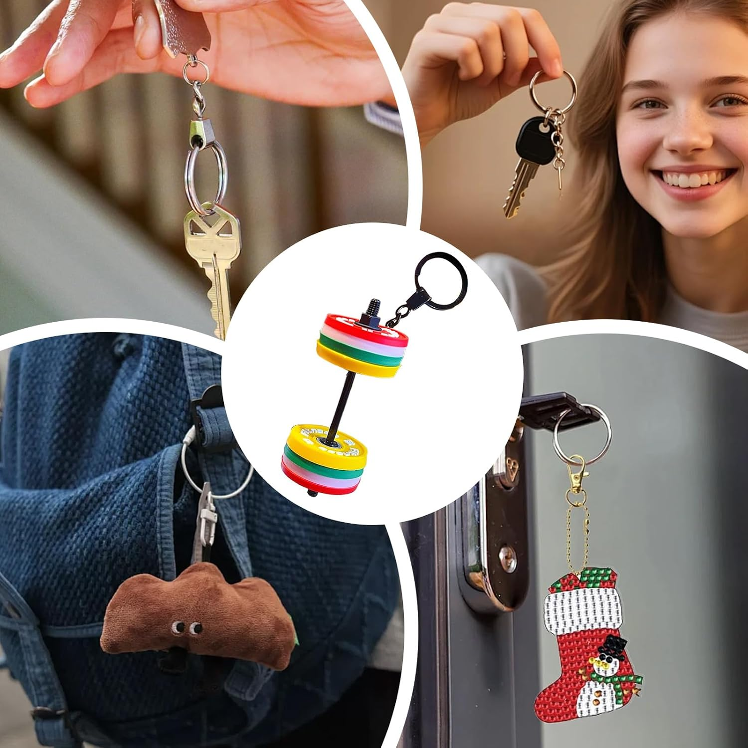 Ancsttu Fitness Keychain | Detachable Fun Dumbbell Key Ring - Decorative Bag Charm | for Fitness Enthusias Men Bag Backpack Purse Wallet - A image number 2