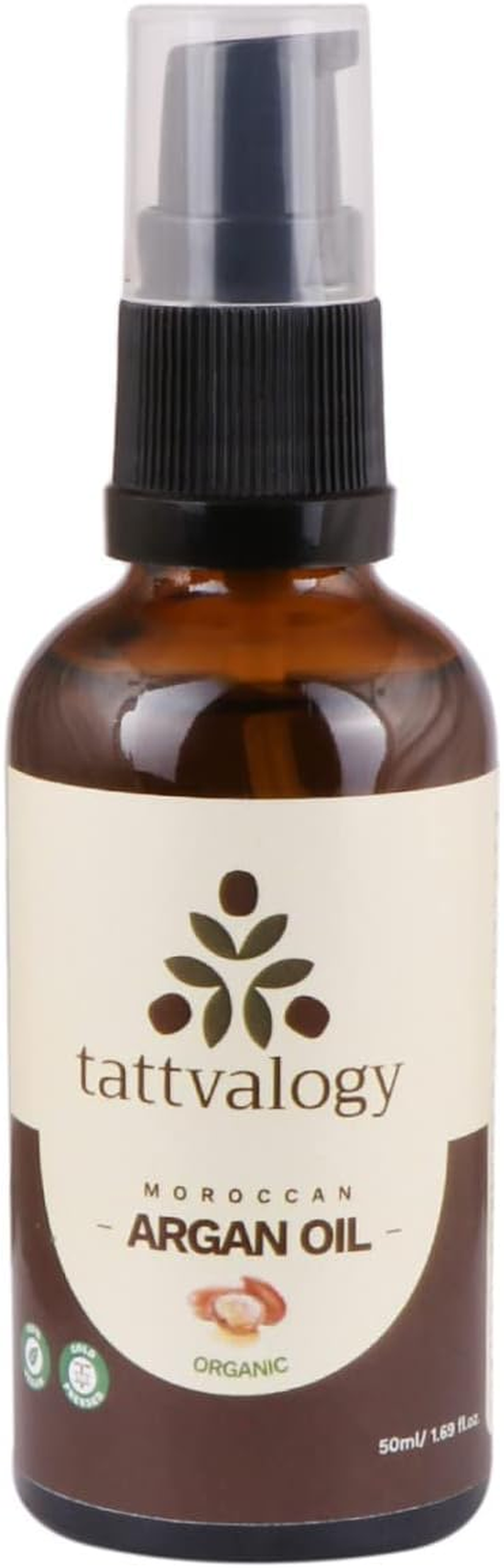 Tattvalogy Moroccan Argan Oil | Certified & Organic | Unbleached & Unrefined | Non Sticky Hair Oil | for Healthy Hair & Skin Nourishment | Chemical Free | in Glass Bottle Packaging - 50 ML image number 2