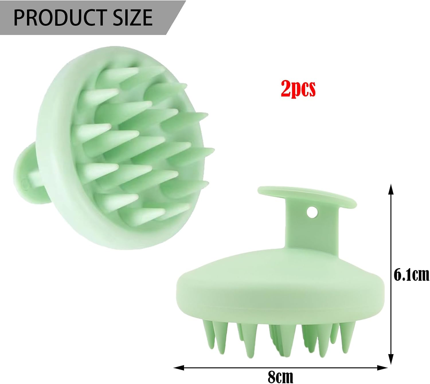 DKDDSSS Scalp Massage Brush Shampoo Brush, 2 Pieces Silicone Shampoo Hair Brush for Exfoliating and Stimulating Hair Growth, Reduces Dandruff, Stimulate Hair Growth, Fir Green