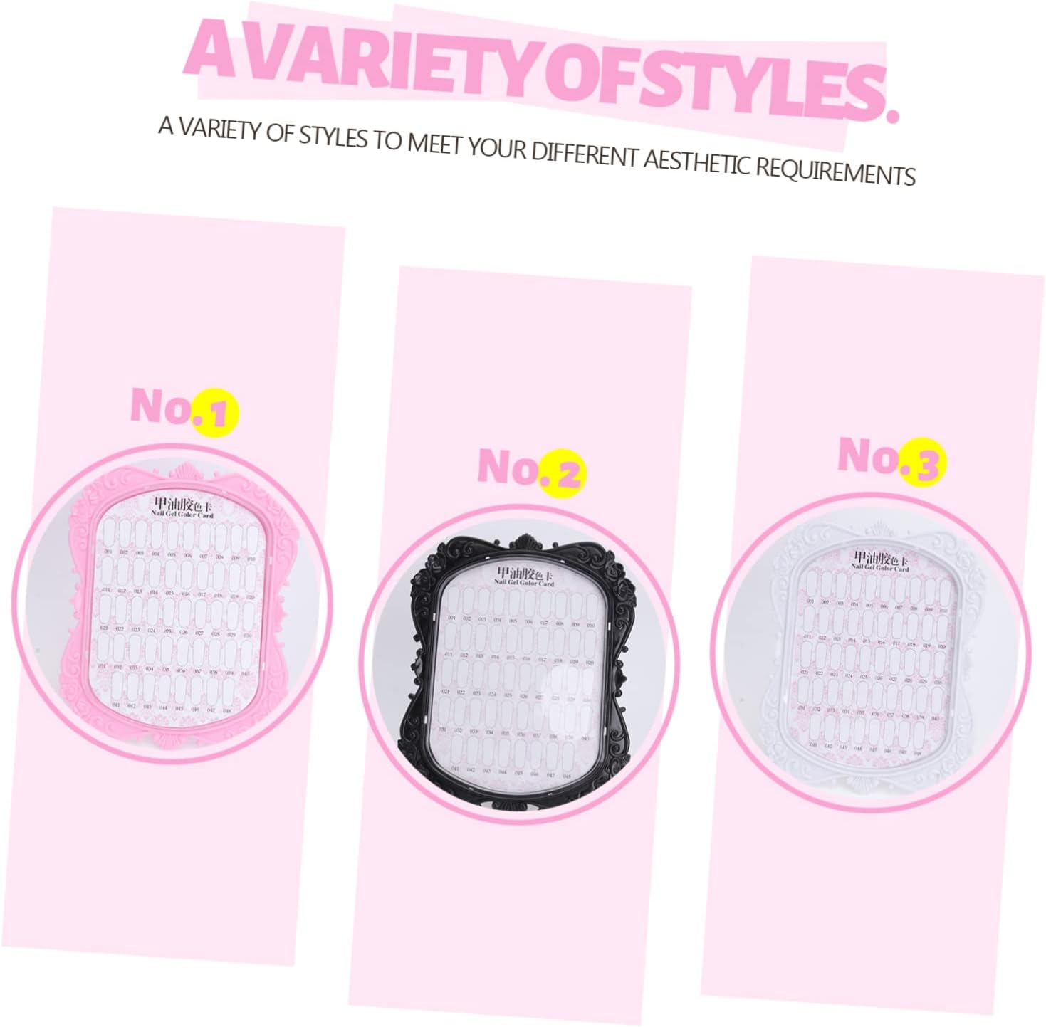 HONITANO European Manicure Display Board 3Pcs Set Relief Nail Art Cards Sturdy Practice Nail Display Chart for Salon and Professional Use image number 3