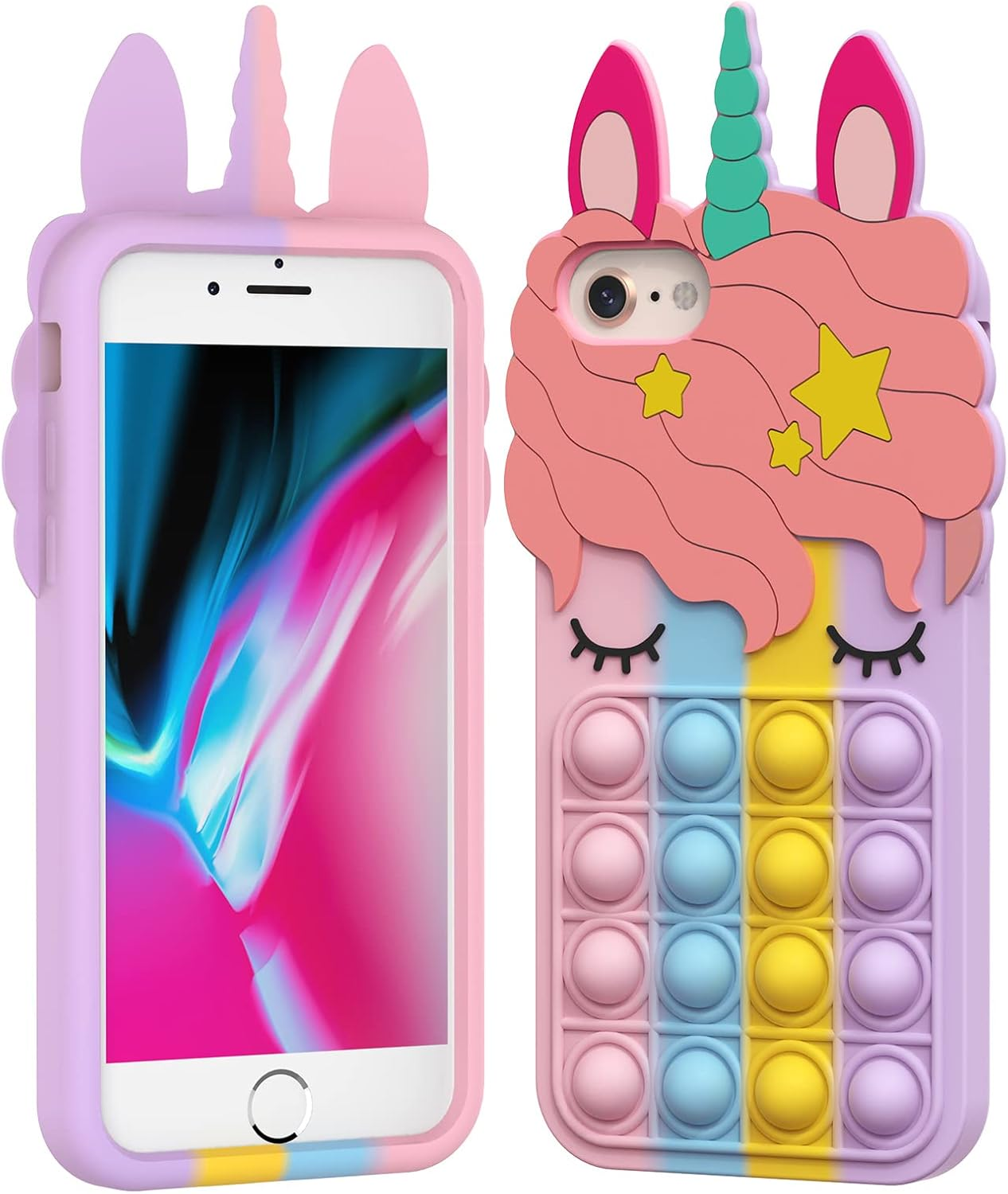 Asgens Pop Bubbles Case for Iphone X/XS, Cute Lovely Cartoon Unicorn Rainbow Pop Shockproof Silicone Soft Phone Case for Apple Iphone X/XS 5.8 Inch image number 2