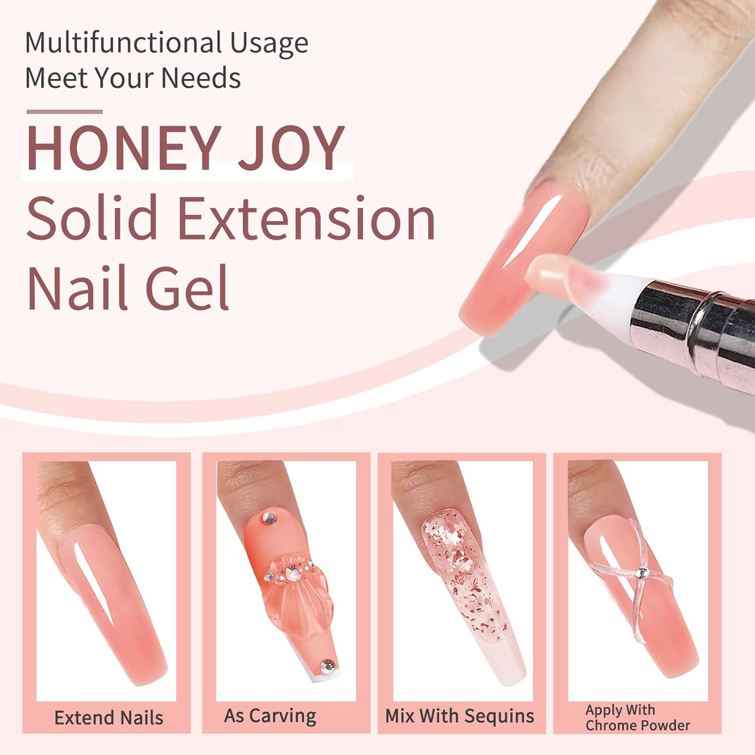 Builder Nail Gel - 100G/3.52Oz Clear Hard Gel Builder for Nails, Super Hard Nail Builder Gel Nail Extension Gel for Nail Strengthen DIY Nail Art Manicure (Hj-Gel005-Nude) image number 2