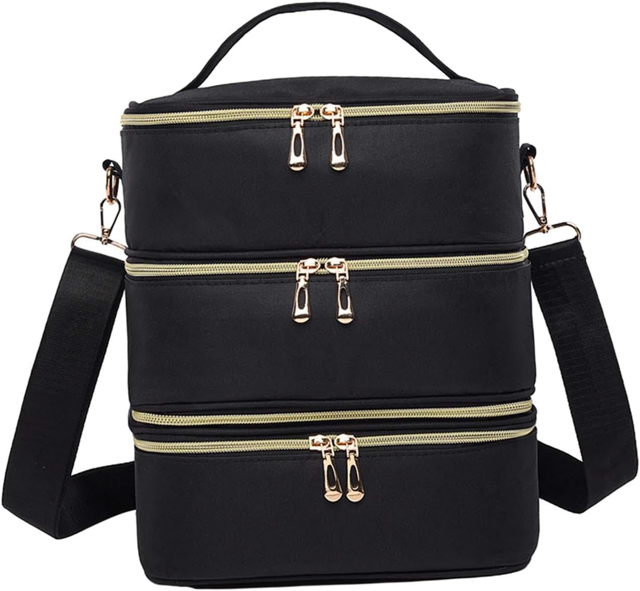 Ysyqkn Nail Polish Carrying Case Organizer 3 Layer with Handle Holds 60 Bottles Nail Polish Holder Cosmetic Bag for Manicure Tools, Woven Texture