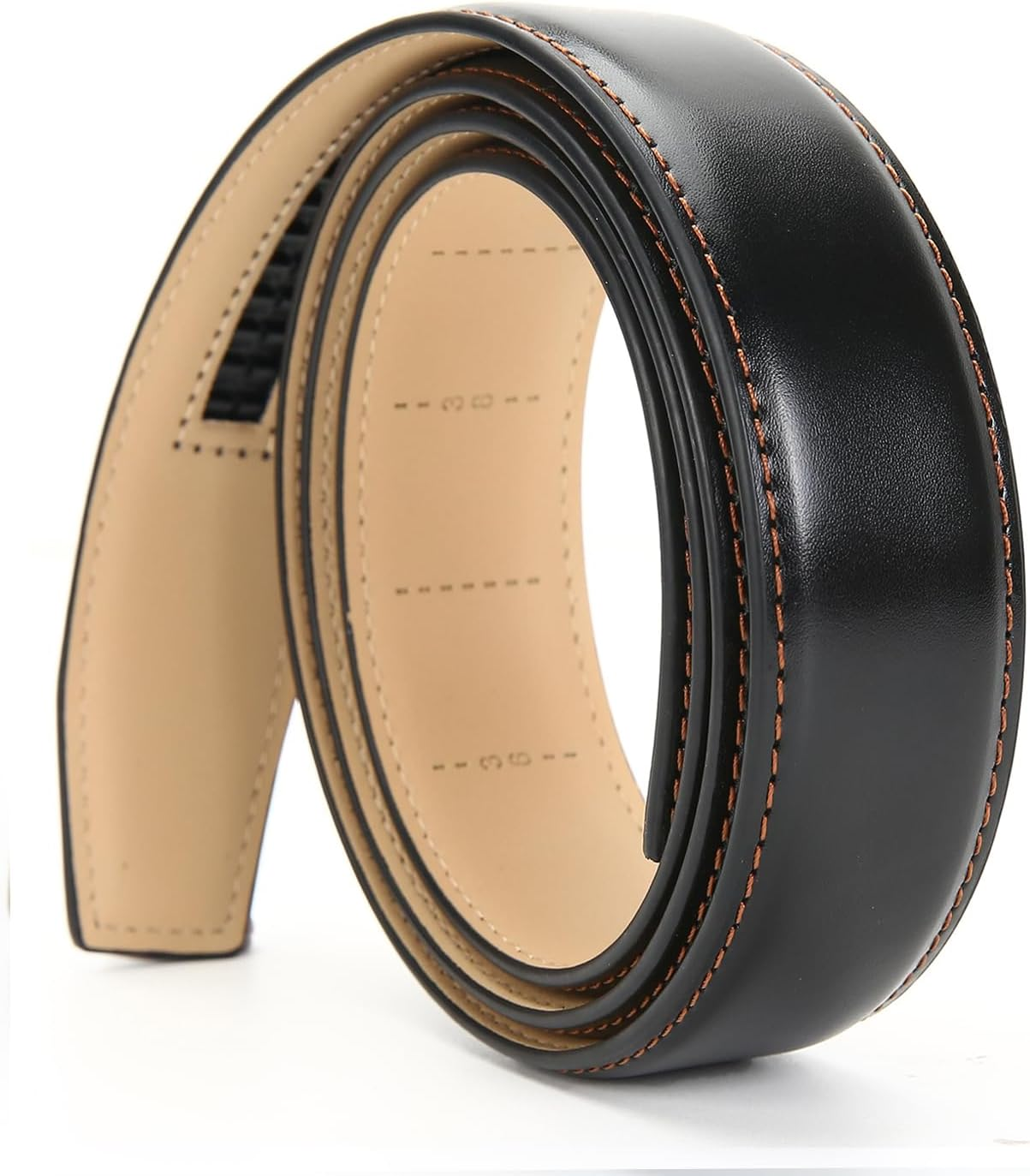 Nelbons Men'S Ratchet Belt Strap Only 35Mm 1 3/8",Leather Belt without Buckle,Replacement Belt