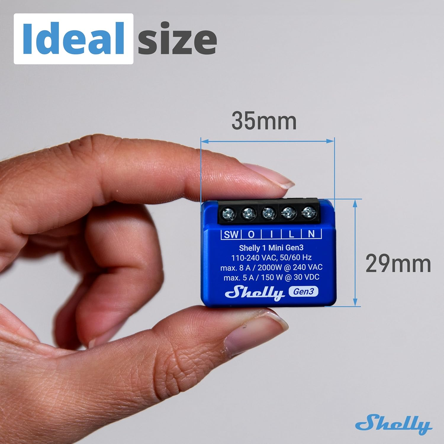 Shelly 1 Mini Gen3 | Wifi & Bluetooth Smart Switch Relay 1 Channel 8A | Home Automation | Compatible with Alexa & Google Home | Ios Android App | No Hub Required | Dry Contacts image number 6