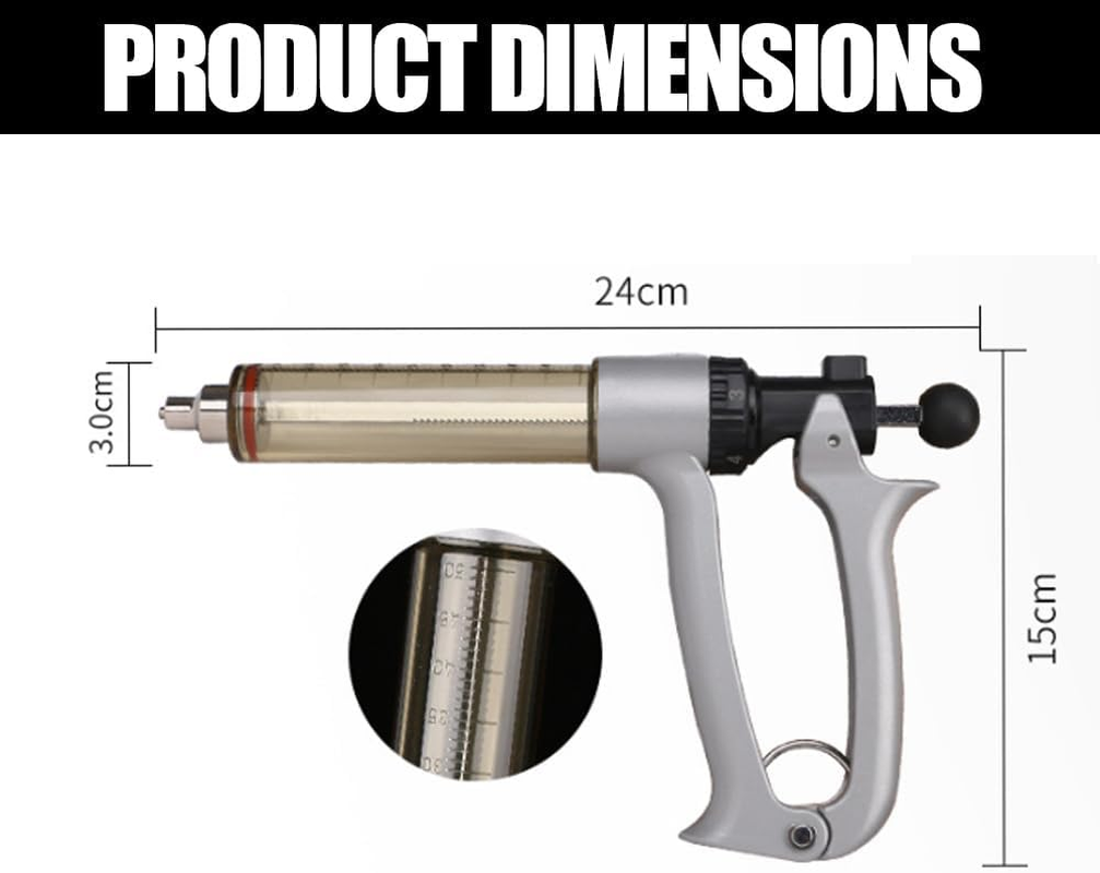 GUDAJIN 50Ml Semi-Automatic Livestock Syringe, Veterinary Pull Rod Syringe, Continuous Repeat Syringe with Adjustable Dose, Veterinary Vaccine Injection, Suitable for Farms and Ranches image number 1