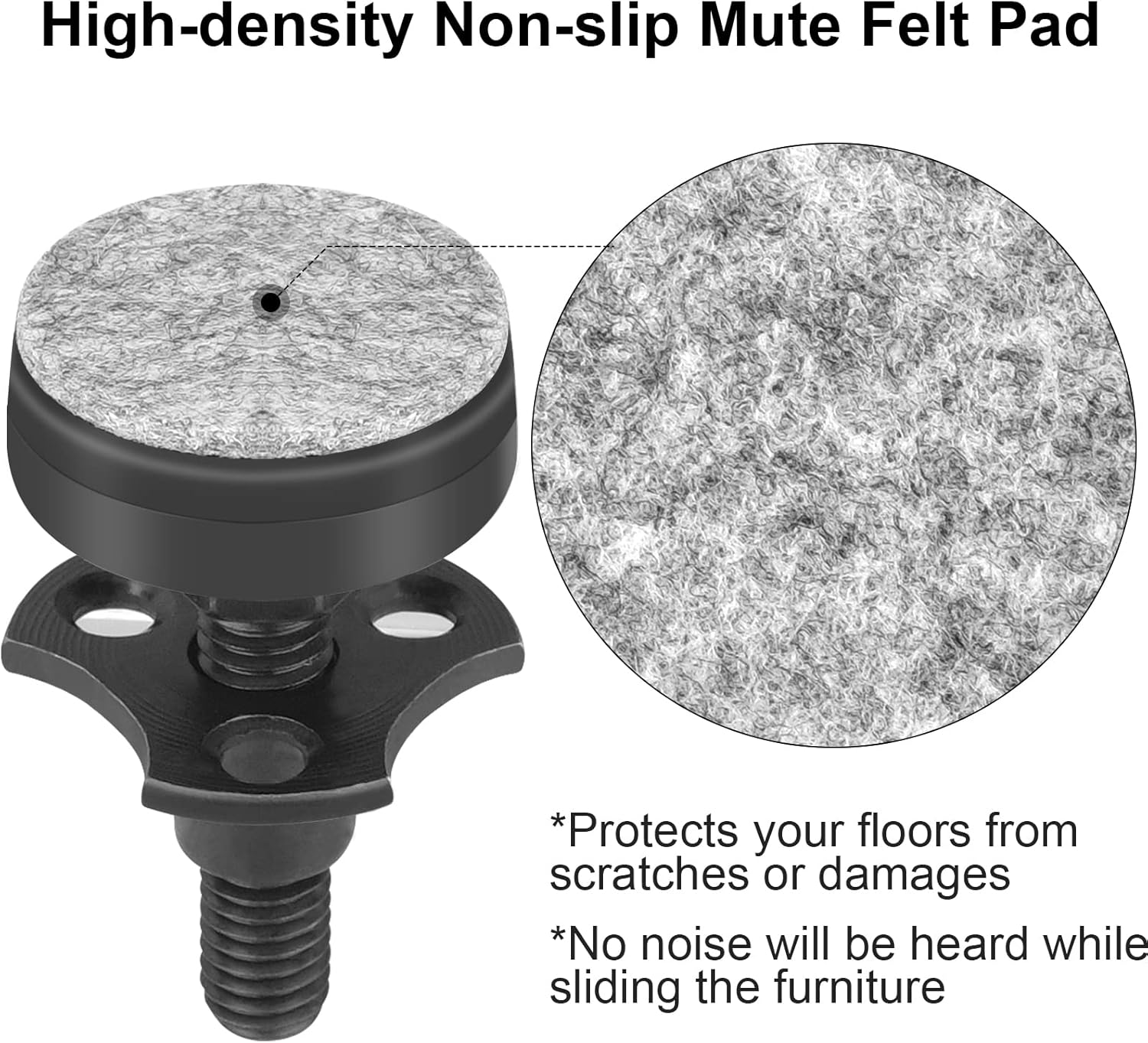 Heavy Duty Furniture Levelers 3/8''-16 Thread W/ T-Nut Kit Furniture Leveling Feet Adjustable Furniture Levelers for Tables,Cabinets,Chairs,Workbench,Sofa and More,Large Base Supports 1320Lbs-4 Packs image number 4