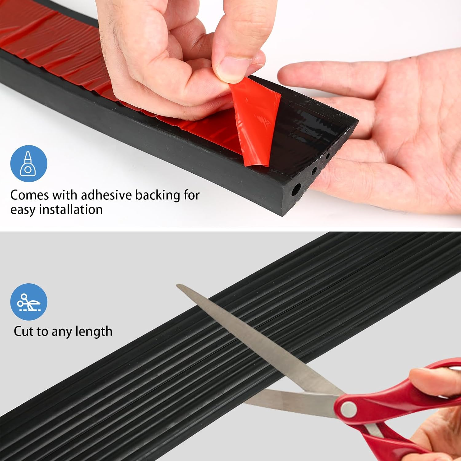 Indoor Threshold Ramp, 2/2.5Cm Height Silicone anti Slip Wheelchair Ramp, Self Adhesive Door Threshold Ramp Strip for Sweeper, Bathroom (65 X 25Mm, Black) image number 5