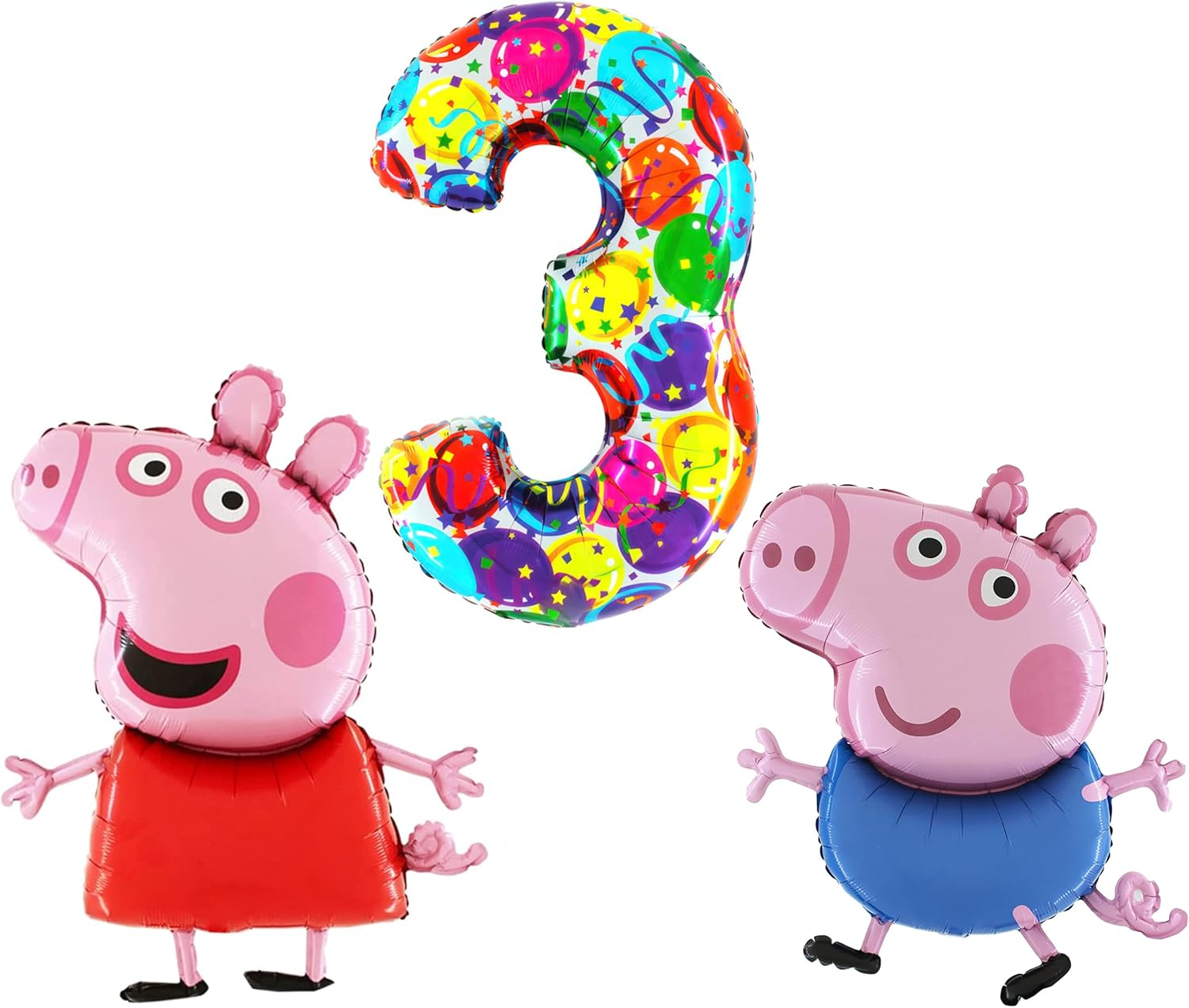 Toyland&reg; Peppa & George Pig Foil Balloon Pack - 2 X 37" Character Shape Balloons & 1 X 40" Number Balloon - Kids Party Decorations image number 4
