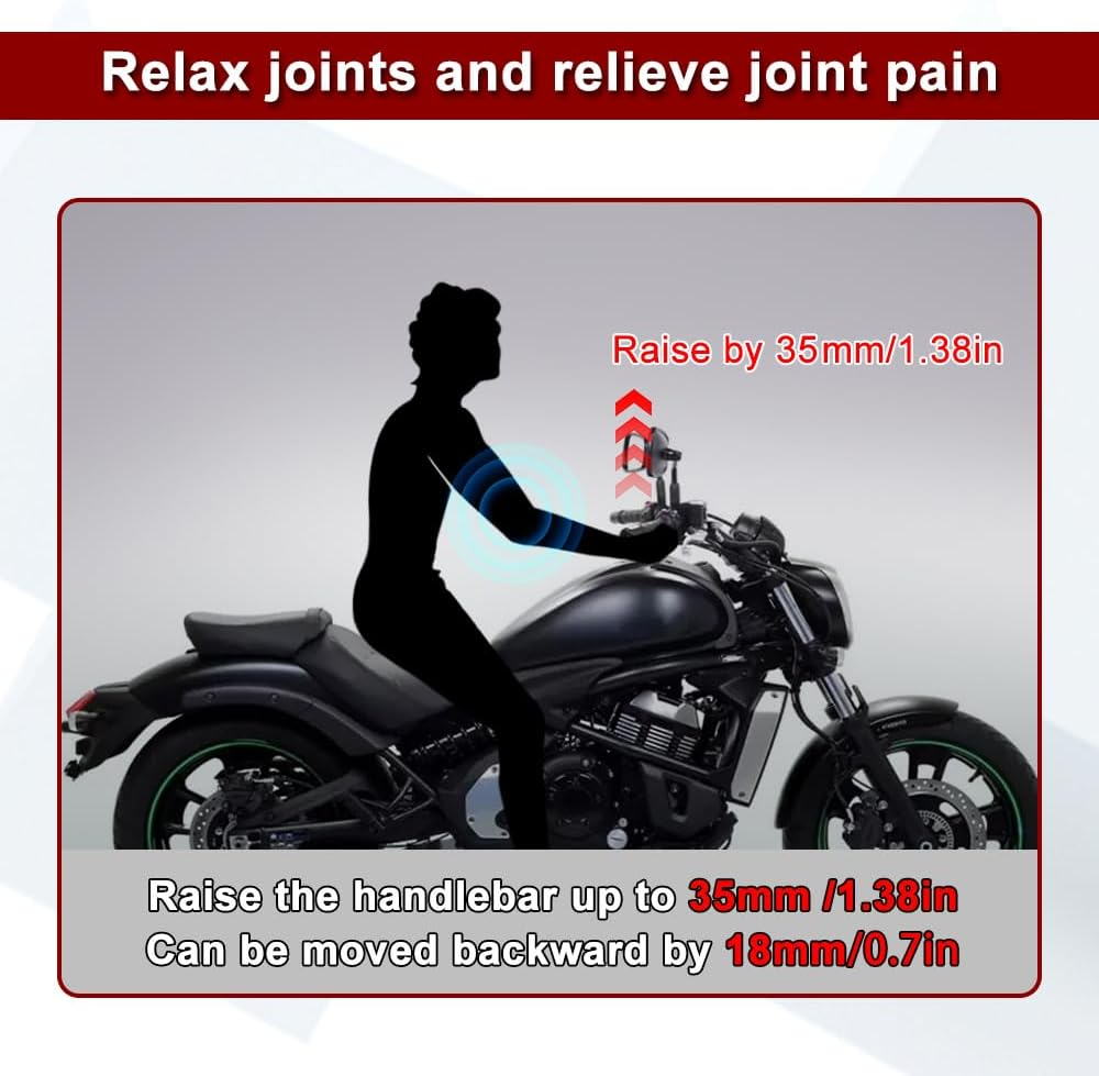 Xitomer Handlebar Risers with Offset Compatible with Vulcan S 650 VN650 / ABS 2015-2025 Vulcan S 650 VN650 Cafe ABS 2020-2025 Heighten Handle Bar up Bracket Kit image number 5