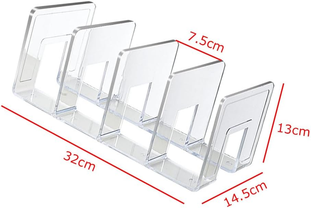 Esforzarse 3 Pieces Clear Acrylic File Sorter, 4 Sections Acrylic Desktop Organizer Holder, Desk File Organizer Holder Clear Desktop File Folder Holder File Organizer Shelf for Book
