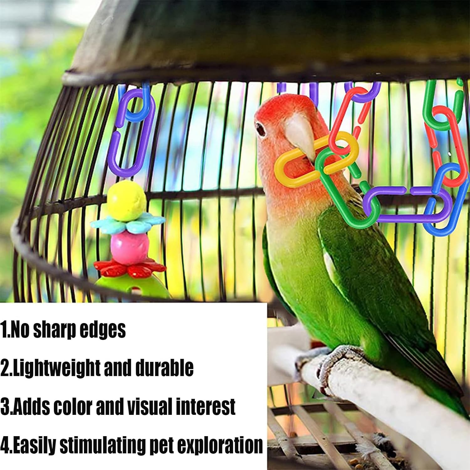 250 Pieces Plastic C-Clip Hooks Chain Links,Rainbow C-Links for Parakeets,Small Pet Rat Parrot Bird Toy Cage image number 2