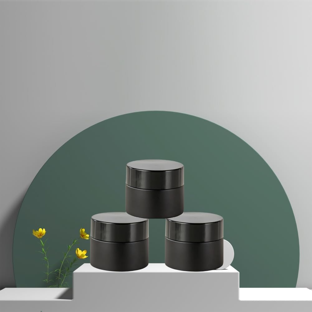 6 Pack Black Glass Jars with Lids & Inner Liners,5/10/15/20/30/60 Gram Small Glass Jar Travel Size Containers,Empty round Cosmetic Containers for Cream,Lotion,Powder,Lip Balms,Eye Creams image number 2