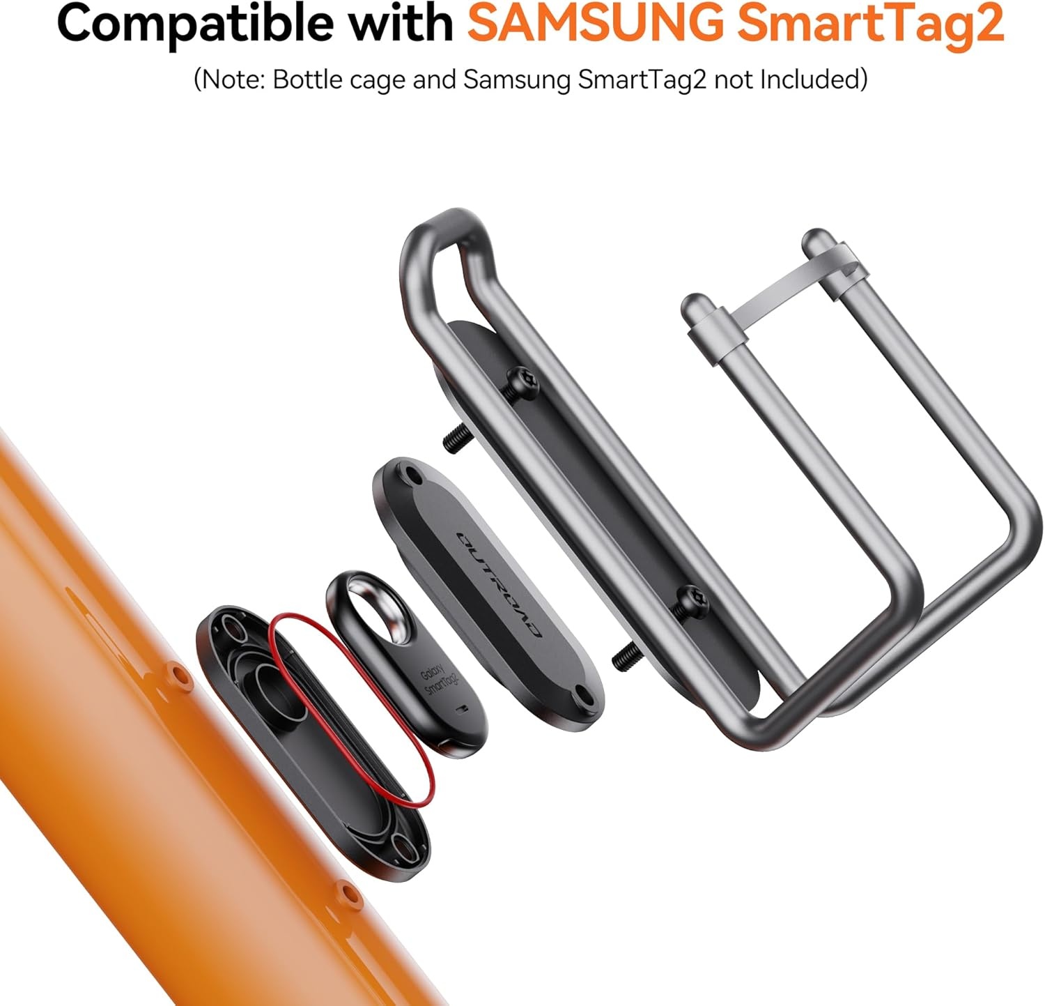 CITYWAY for Smarttag2 Bike Mount, IPX8 Waterproof Bike GPS Tracker Holder for Galaxy Smart Tag2, Hidden under Bottle Cage or Alone, Extended M5 Black Safety Screws with Driver (1 Pack-Black) image number 5