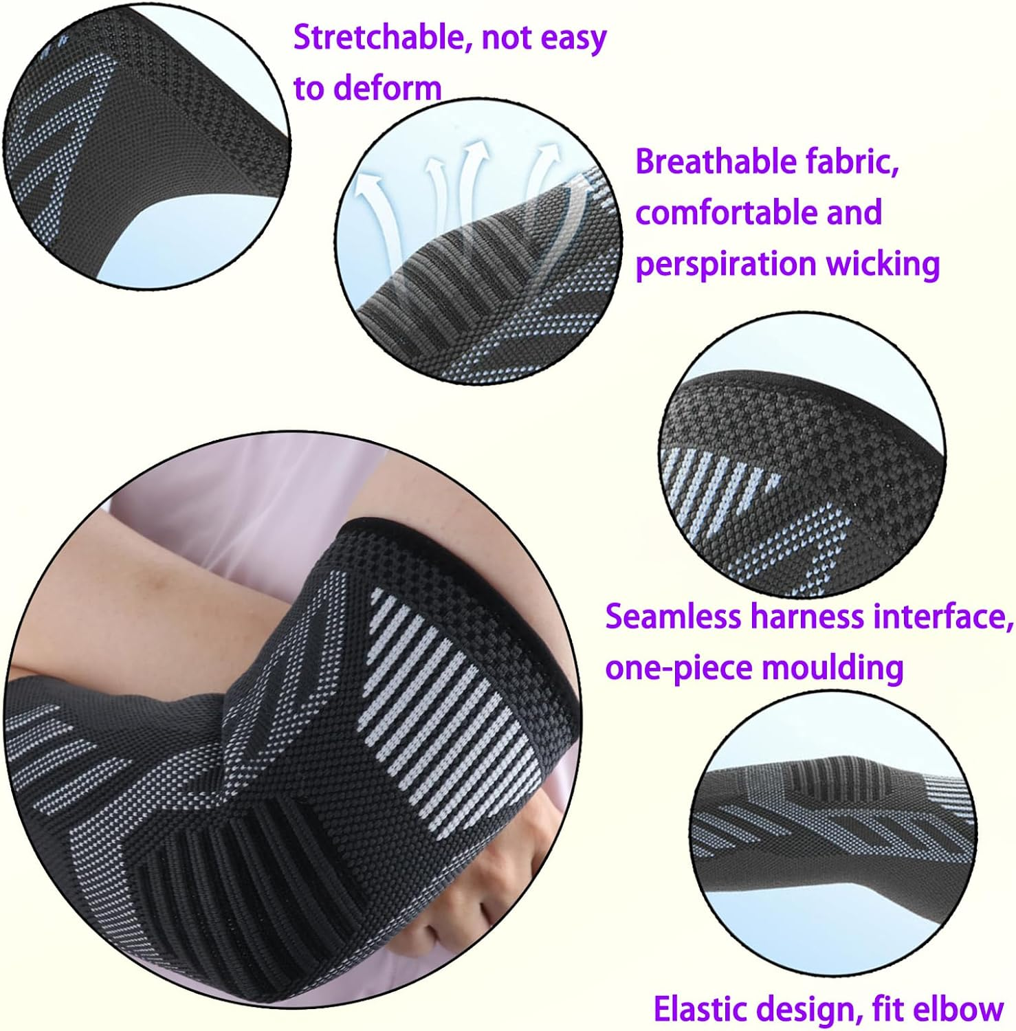 2-Pack（1Pair） Elbow Compression Sleeves for Tennis & Golfer'S Elbow Relief, Supports Recovery, Enhanced Performance for Men & Women, Ideal for Weightlifting & Sports Activities image number 4