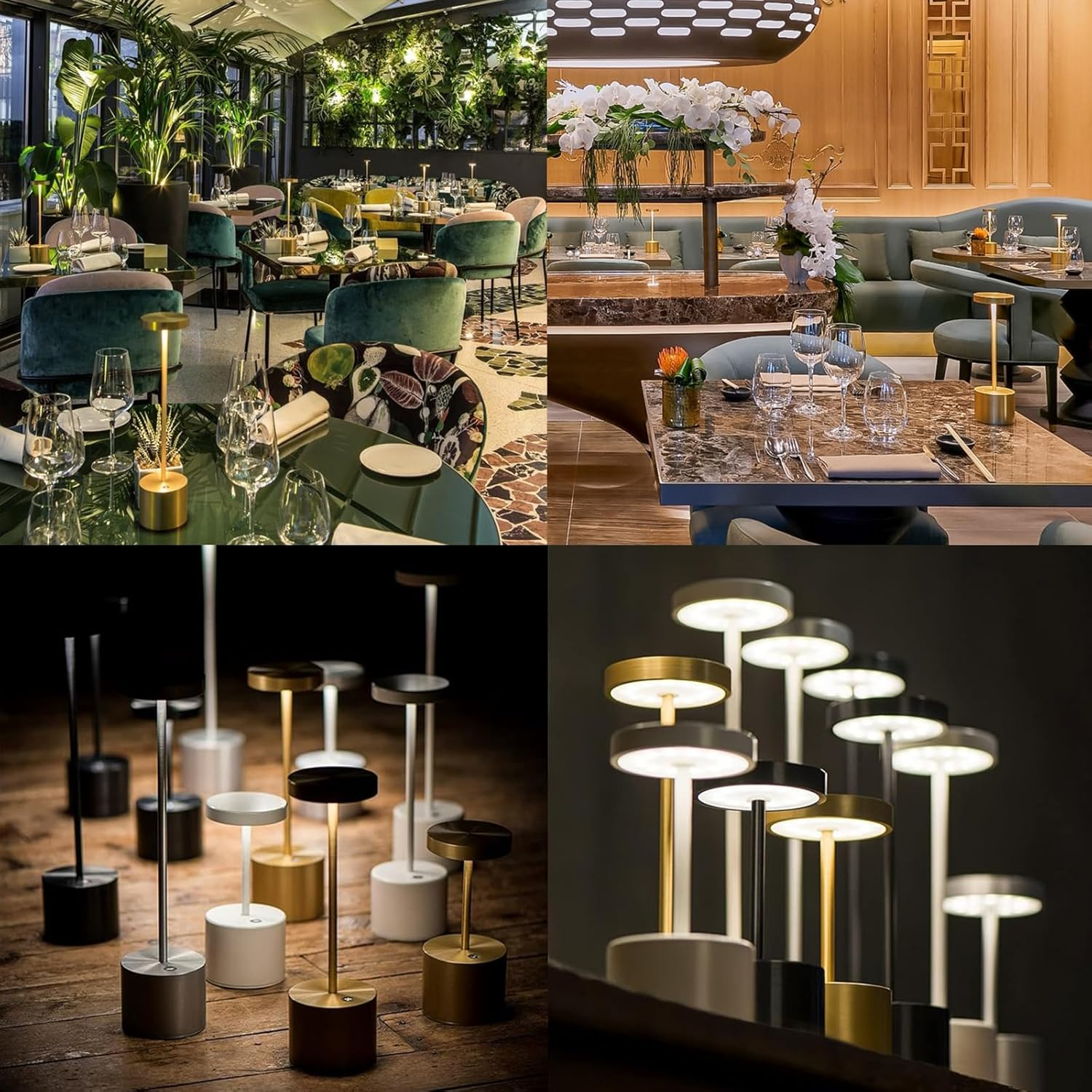 SAKRINGT 2 Pack Cordless Table Lamp Rechargeable, 5000Mah Battery Operated Portable Table Light,Dimming LED Table Lamp for Restaurant/Patio/Outdoor(Gold) - Bamboo image number 3