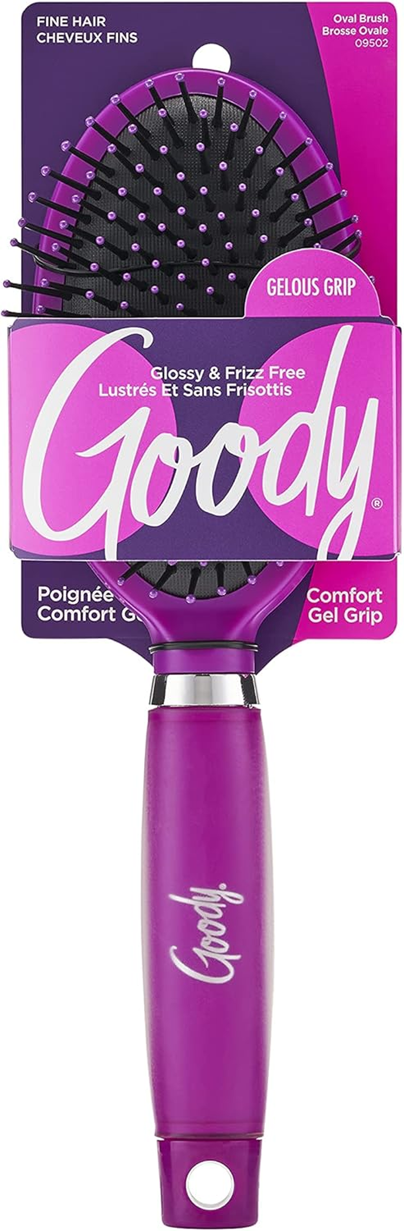 Goody Oval Hair Brush with Gelous Grip - for All Hair Types - Ion Infused Bristles for Frizz-Free and Glossy Styling - Pain-Free Hair Accessories for Women, Men, Boys, and Girls