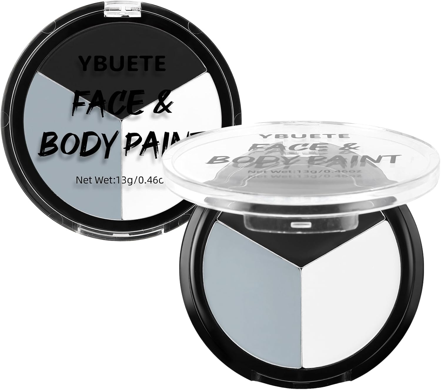 YBUETE Gray Black White Body Paint Palette, Oil-Based Waterproof Face Painting Cream for Halloween Cosplay SFX Makeup Skeleton Ghost & Mime Looks, Non-Toxic Face Paint for Adult Cosplay Stage Shows - Black+Red+White image number 3