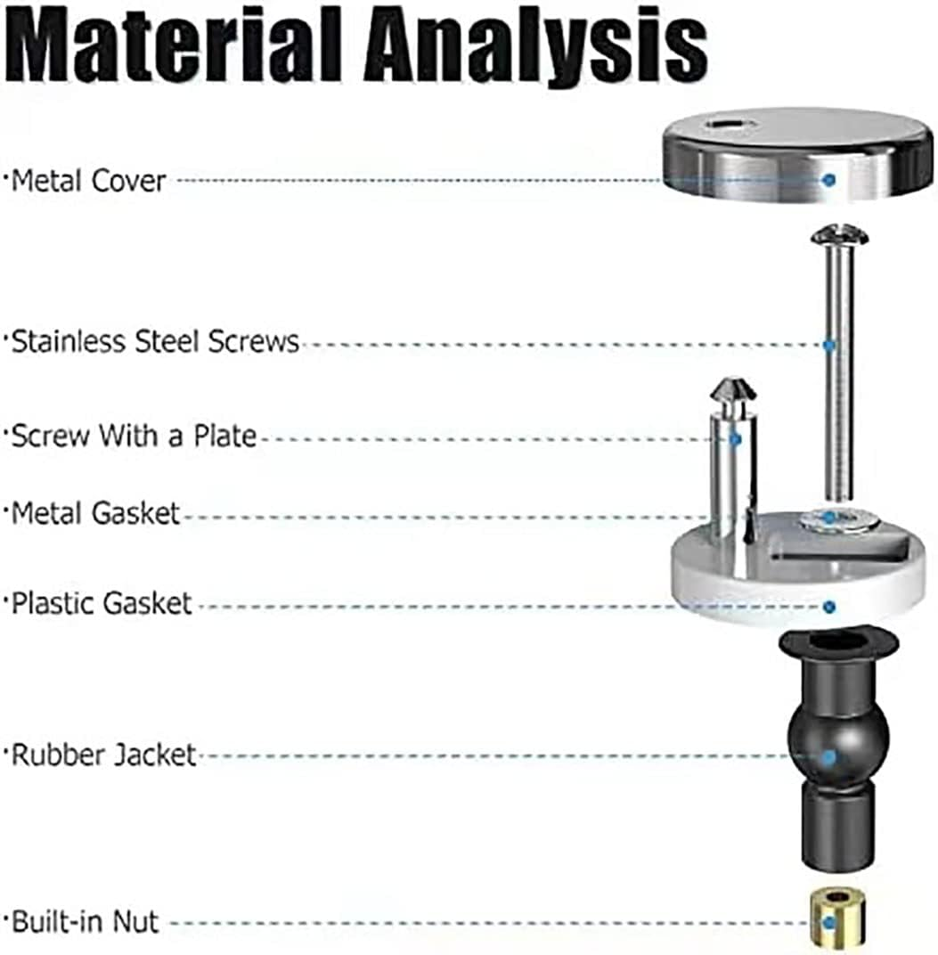 Heatunk Universal Quick Release Toilet Seat Hinge Fittings - Top Fixing, 4 Pcs | Easy Installation for WC Toilets | Ideal for Blind Holes image number 3