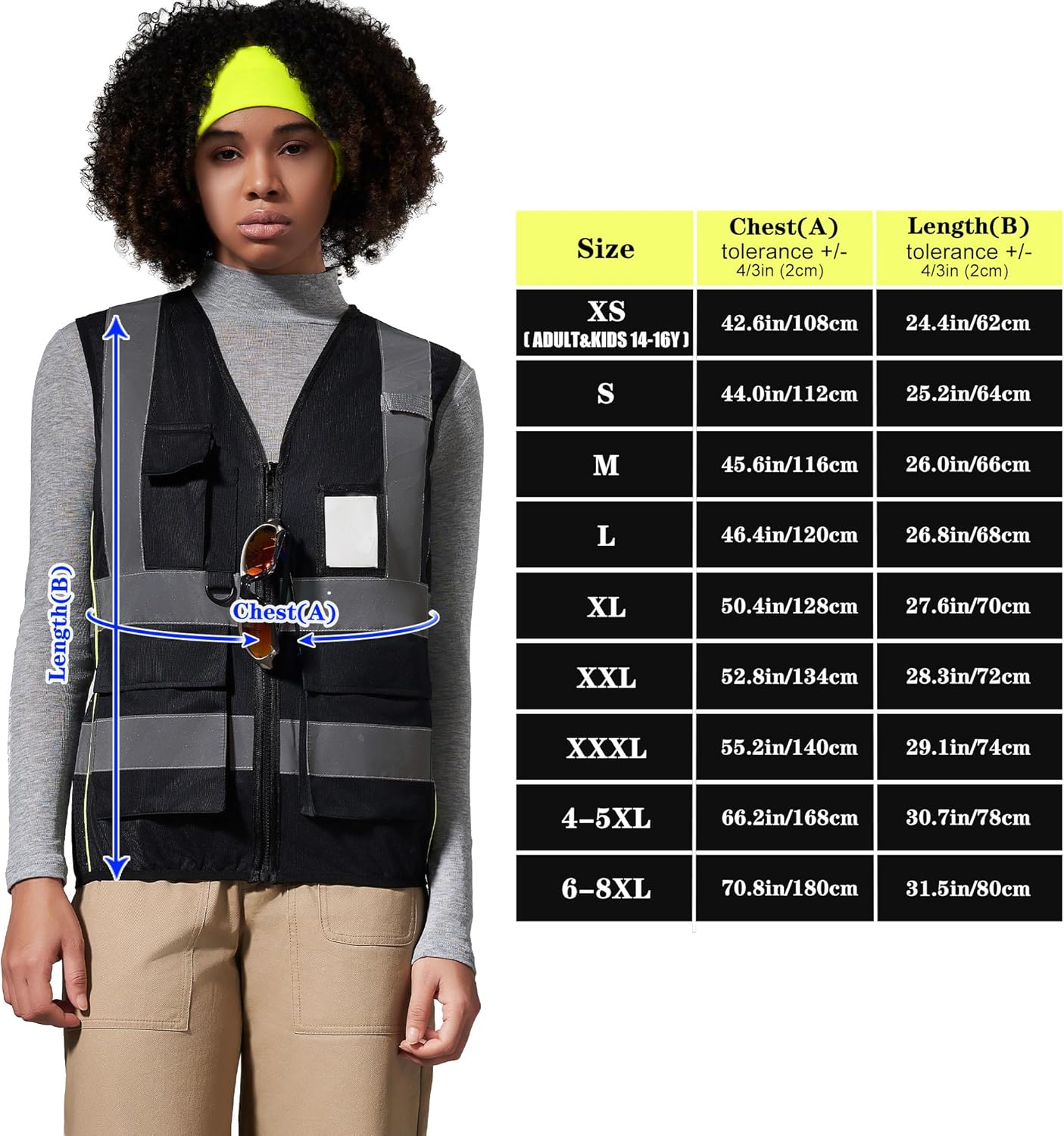 AYKRM Work Vest High Visibility Vest Women'S Safety Vest Running Vest with Zip and Pockets