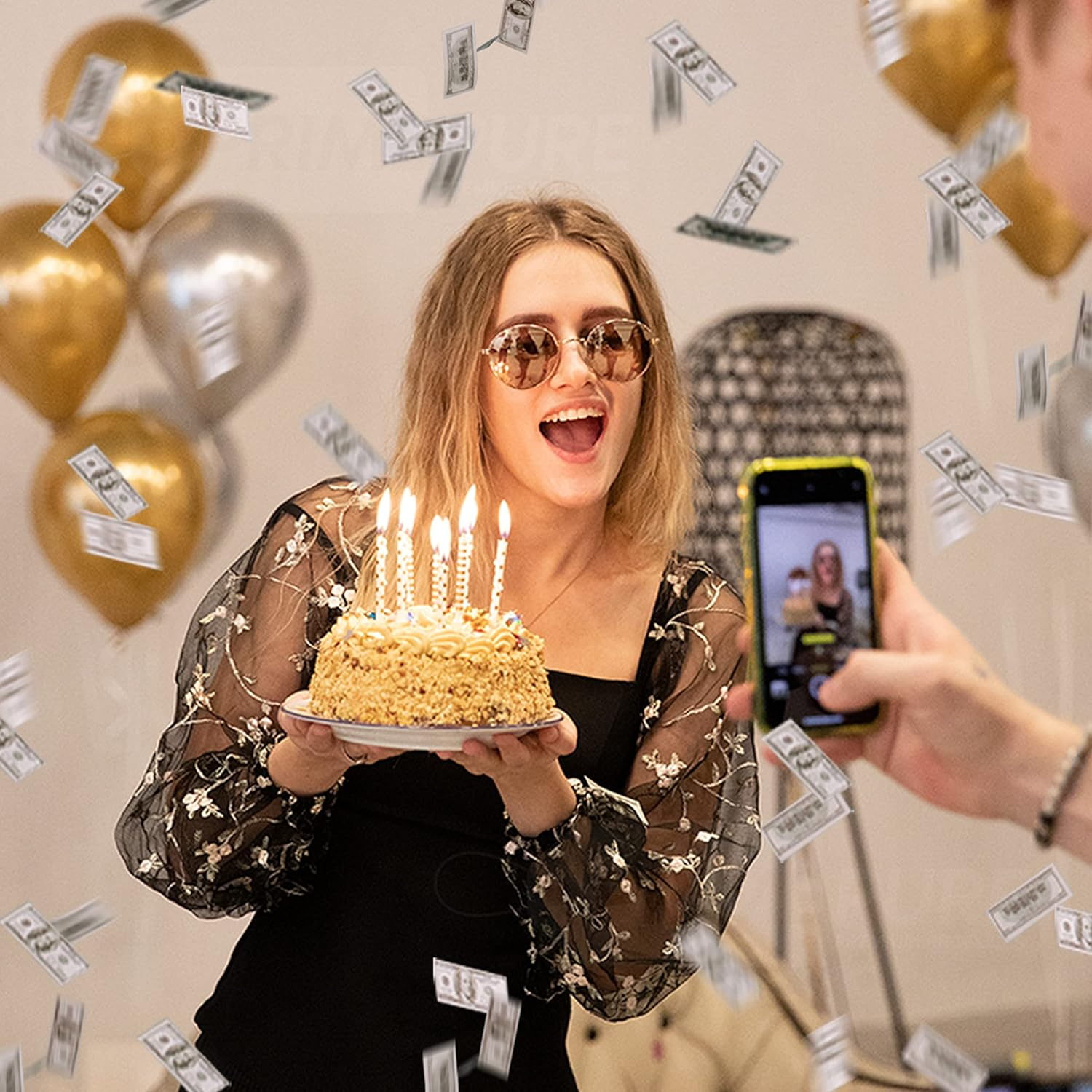 Primepure Confetti Cannon Party Poppers - Mini 100 Dollar Money Confetti Poppers - 2 Pack - Paper Money Bill Party Favours Gun for Wedding, Birthday, Celebrations image number 4