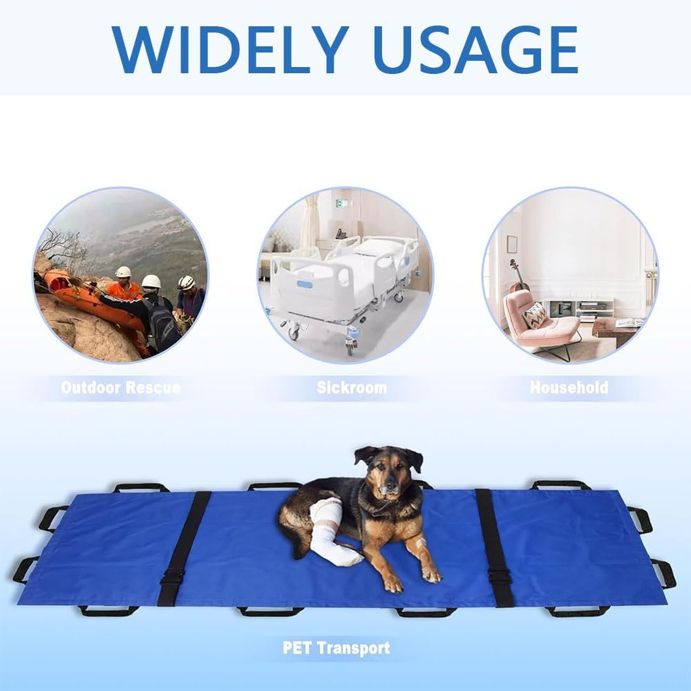 Portable Transport Stretcher with 12 Handles &ndash; Lightweight Emergency Patient Mover for Animals & Humans, Foldable Casualty Evacuation Stretcher for Travel, EMS, Home, Clinic Use image number 6