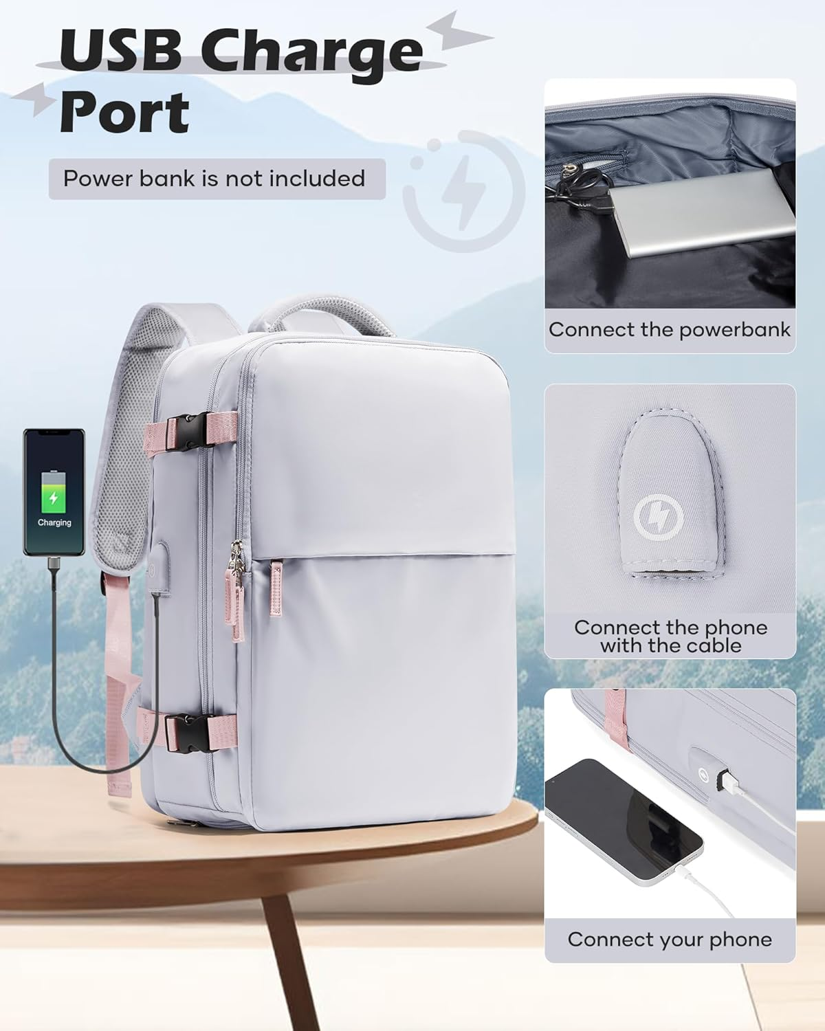 Large Airback Backpack with Vacuum Seal Compression - A2-Leaf Grey image number 7