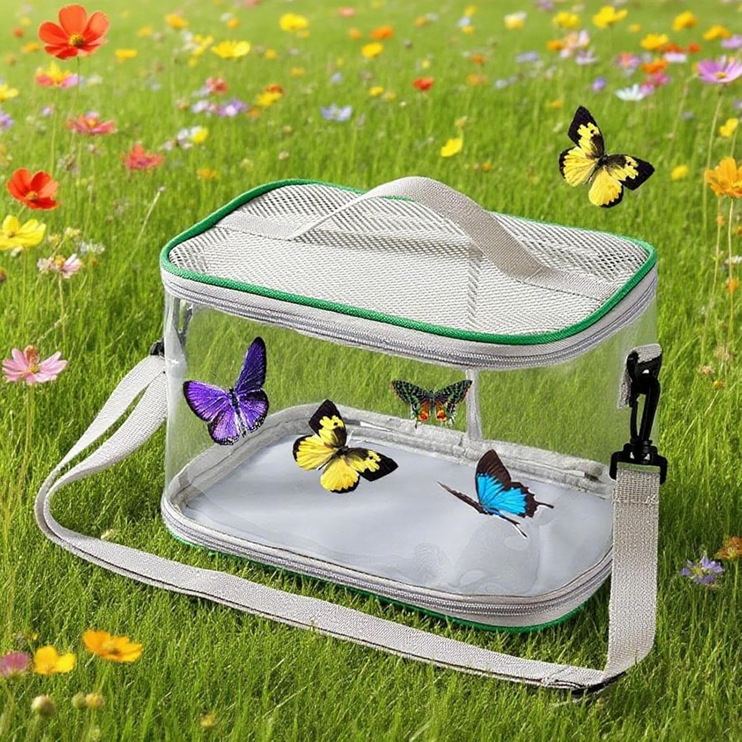 Butterfly Enclosure - Monarch House Butterfly Catcher Enclosure | Foldable Small Animal Terrarium Pet Supplies for Observation Larvae Bee Home Classroom Education Exploration image number 3