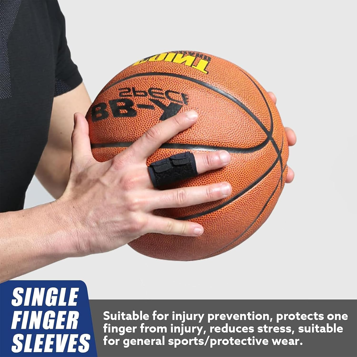 Reusable Finger Sleeves Protectors (2PCS) &ndash; Double Finger Splints, Adjustable & Breathable Compression Brace for Basketball, Tennis, Badminton, Volleyball & Sports image number 1