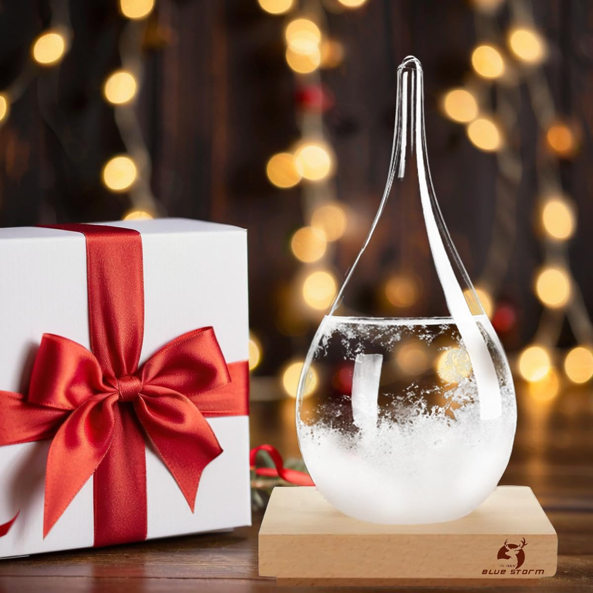 Storm Glass Weather Station - Cloud Storm Crystal Weather Forecast Bottle |Water Drops for Home and Office | Creative Stylish Decorative Desktop Weather Predictor | Weather Instrument image number 2