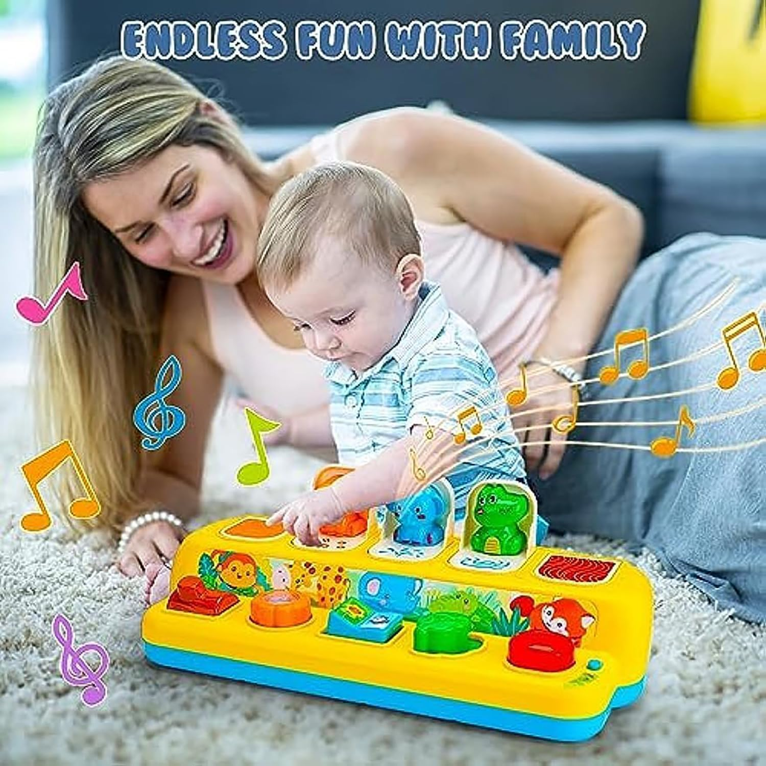 Interactive Pop up Animal Toys with Music & Light, Montessori Cause and Effect Toys for 1 Year Old Boy Girl Early Learning Musical Baby Toys 9-12-18 Months STEM Toddler Toys Age 1-2 Infant image number 5
