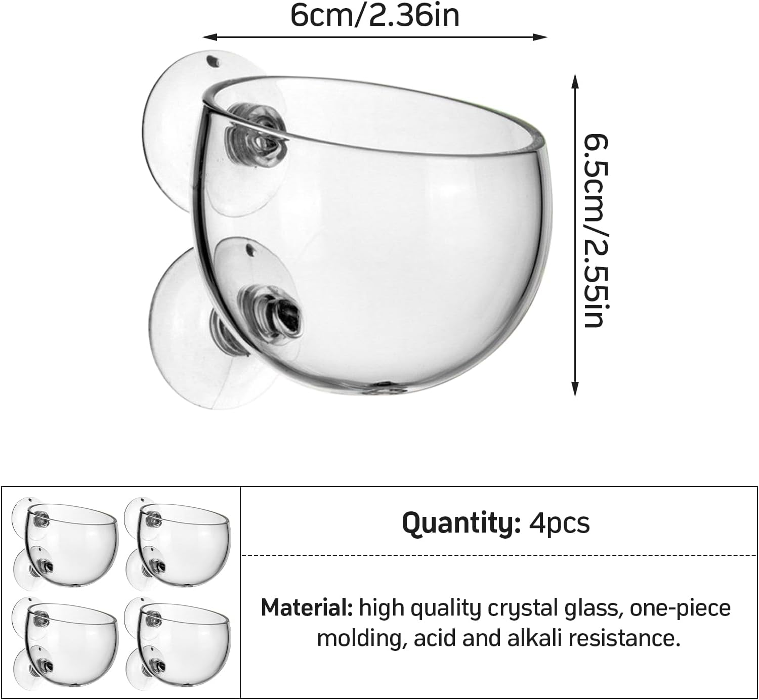 4 X Water Plants Aquarium Pot, 6 X 7 Cm, Plant Pot for Aquarium Glass with 8 Suction Cups, Plant Holder for Aquarium Plants, Decorative Aquarium Plants, Aquascape, Aquatic Glass Holder, Fish Tank, image number 1