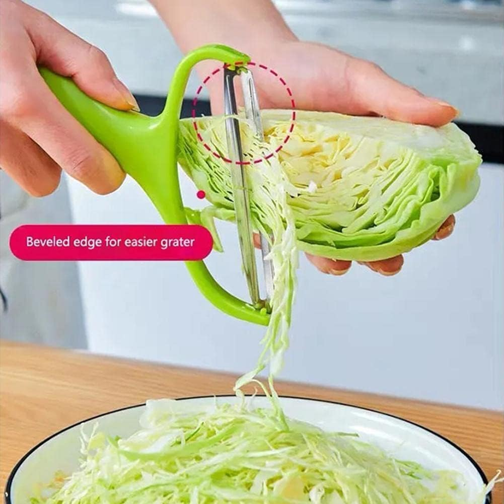 Green Cabbage Shredder,Vegetable Cutter Cabbage Slicer,Stainless Steel Fruit Vegetable Potato Peeler Graters Kitchen Must Have for Home Restaurants Kitchen Utensils and Gadgets 18 * 12Cm image number 2
