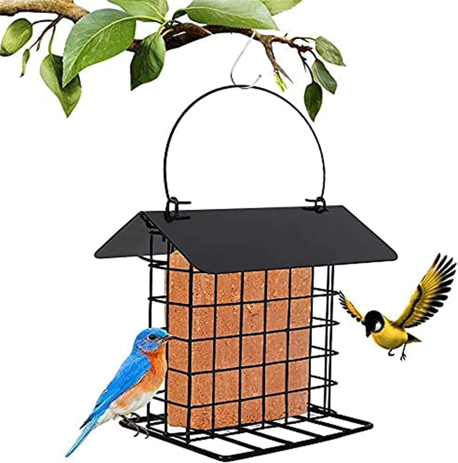 Outdoor Wild Bird Feeder, Hanging Bird Feeder,Rainproof Squirrel-Proof, Single Suet Cake Style for outside Office,Hanging Suet Feeder, Single Suet Cake Bird Feeder,For Bird Lovers image number 2