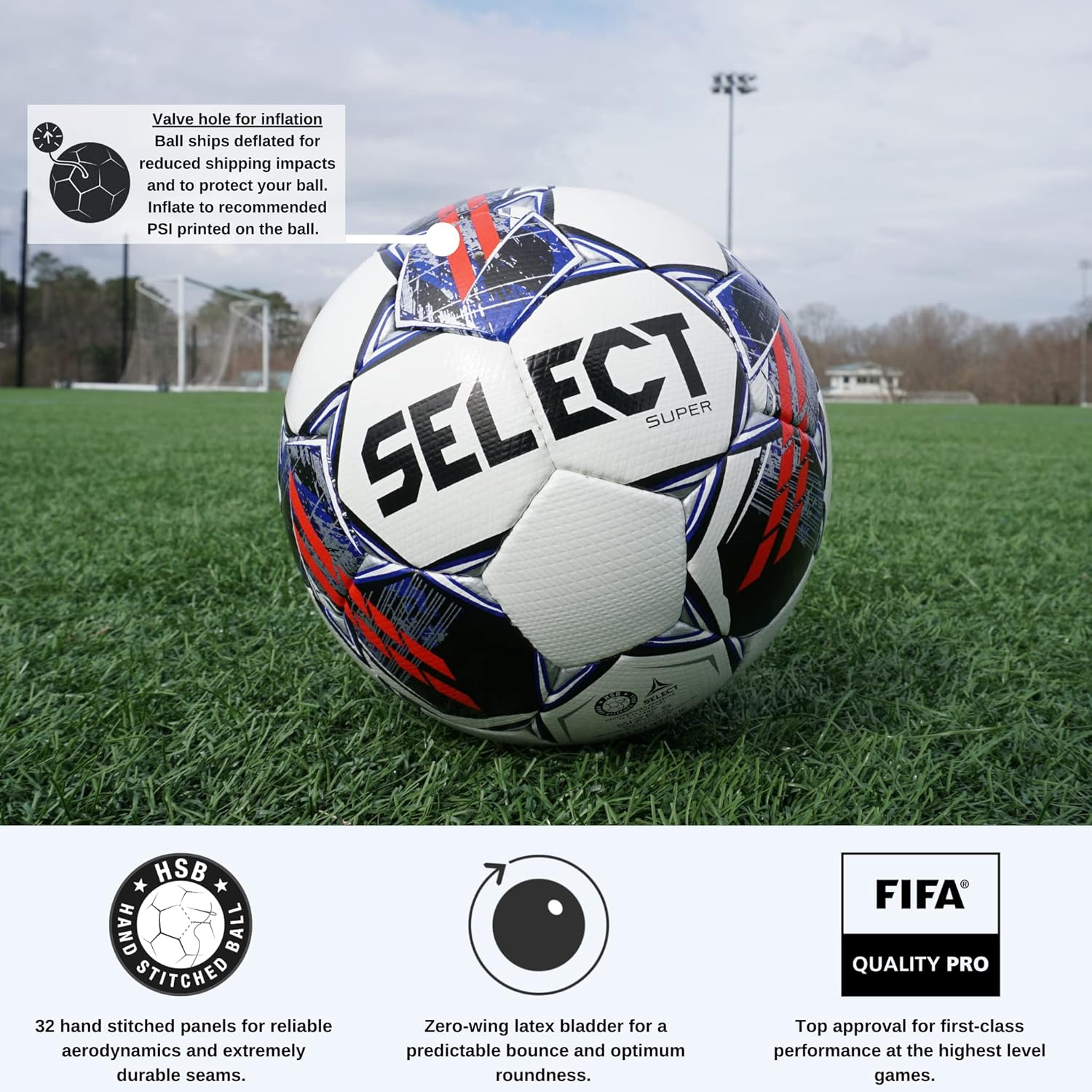 Select Super Soccer Ball - White/Blue/Red V24 image number 2