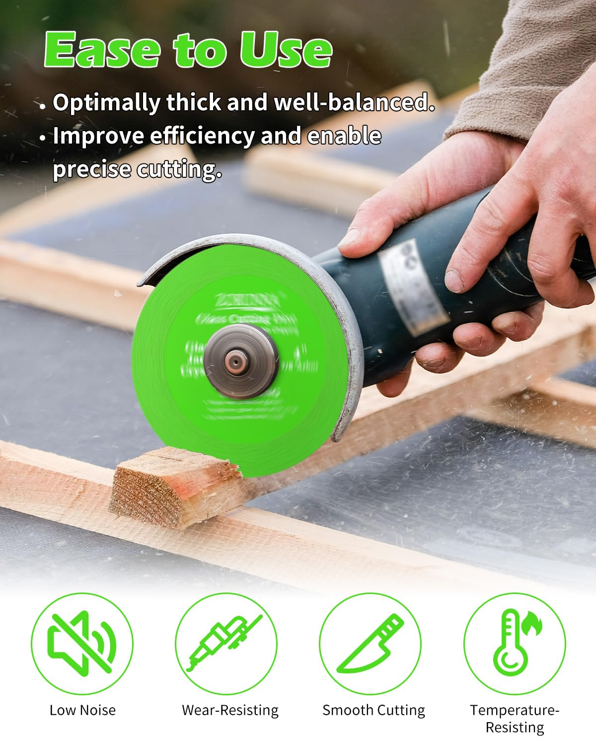 ZORUNNA 5 Pack Glass Cutting Disc for Angle Grinder, 4" X 7/8&rdquo; Tile Cutter Blade, Ultra-Thin Glass Cutters Tools for Grinding Ceramic, Crystal, Tile, Jade, Wine Bottle. image number 5