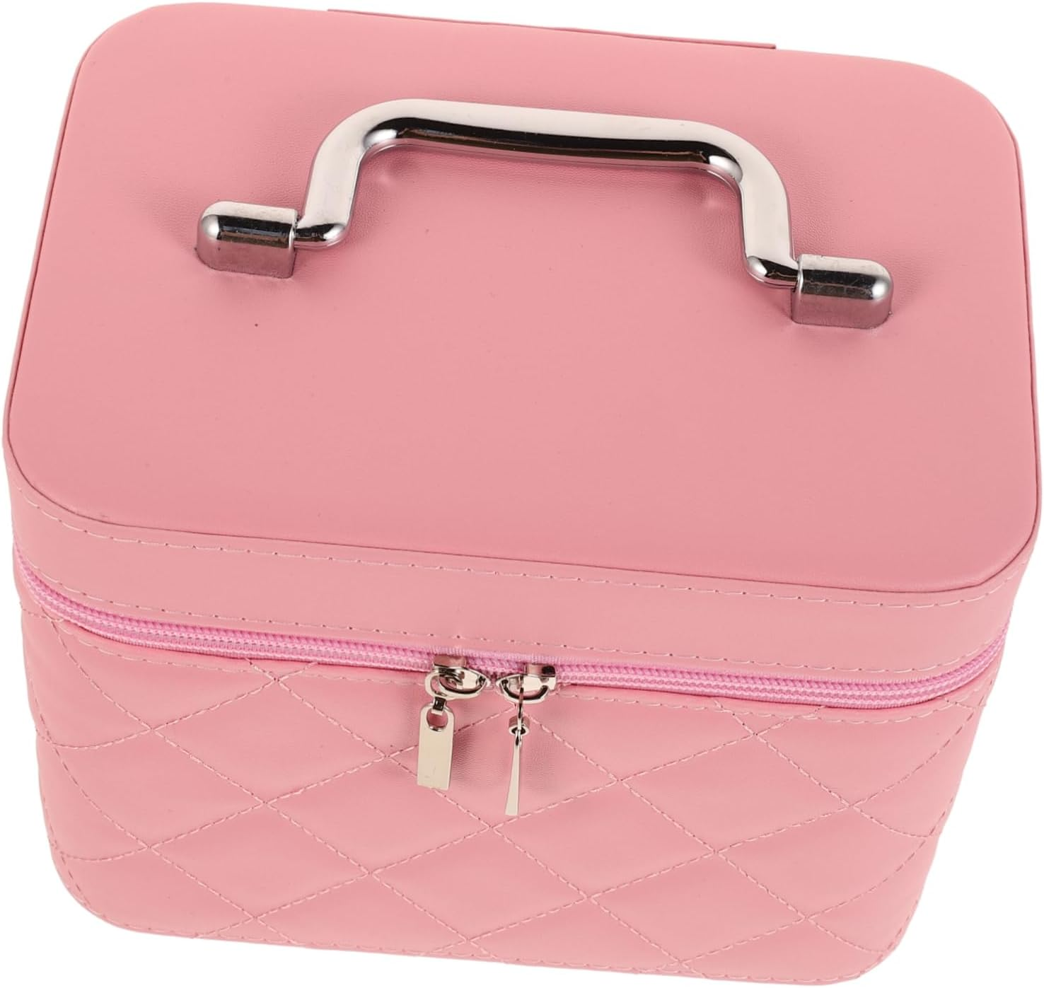 EXQUIMEUBLE Portable Makeup Case Small Pink Hard Travel Cosmetic Organizer Multi-Functional Makeup Storage Bag for Women image number 5