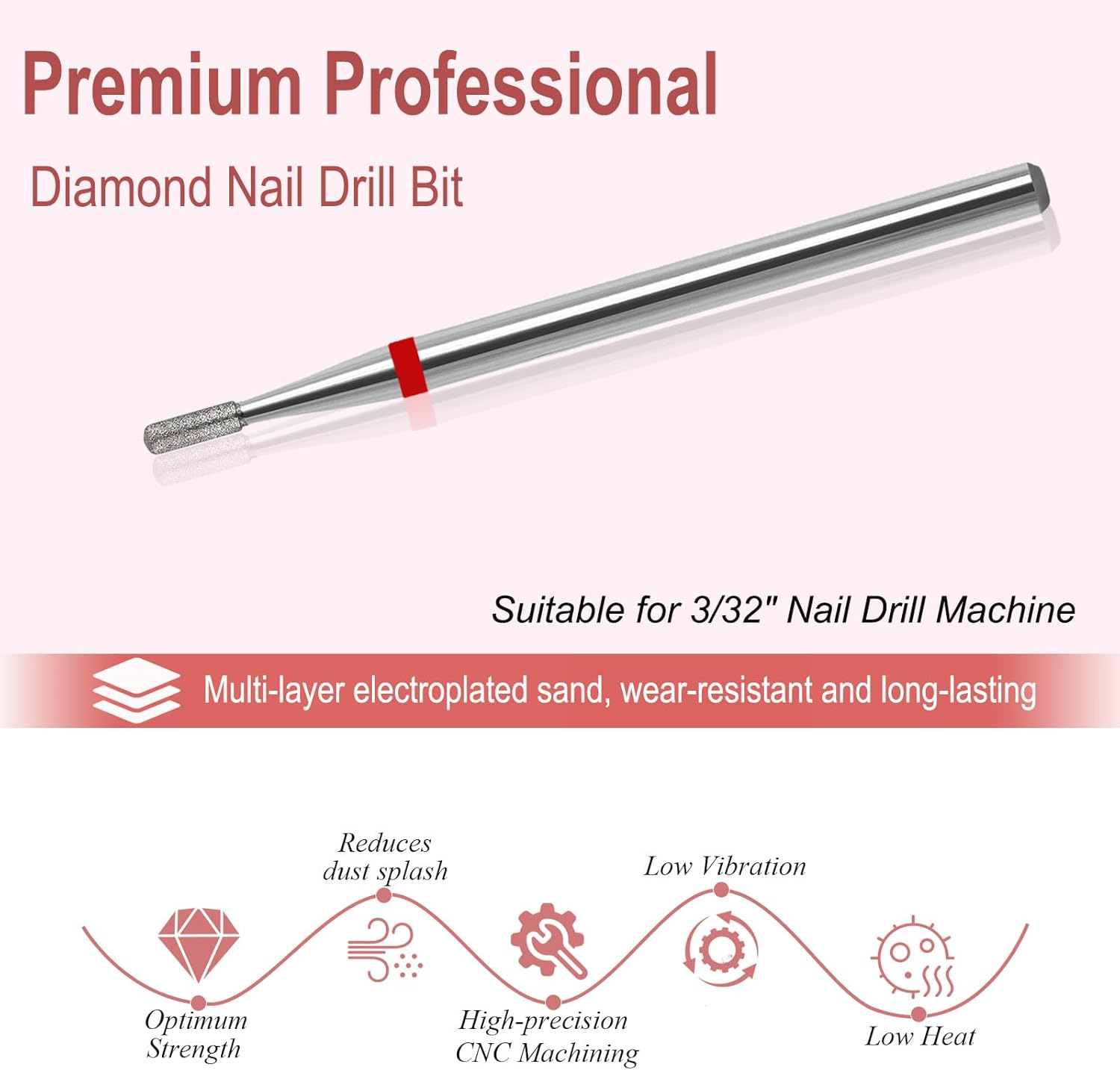 ZIRATONES Cuticle Nail Drill Bit, Pro Diamond Cuticle Bits for Nails Nail Buffer Bit Nail Trimer, under Nail Cleaner Cuticle Remover Nail Prepare for Nail Salon Manicure(Mini round Top Barrel-Fine) image number 4