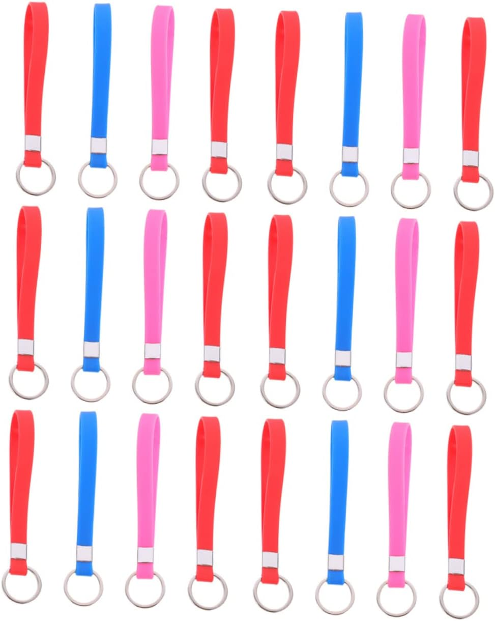 KOMBIUDA 24Pcs Silicone Bracelets Bulk Keychains Wristband Design Silicone Keychain Bracelet for Party Favors Decorative Wristlet for Women image number 1