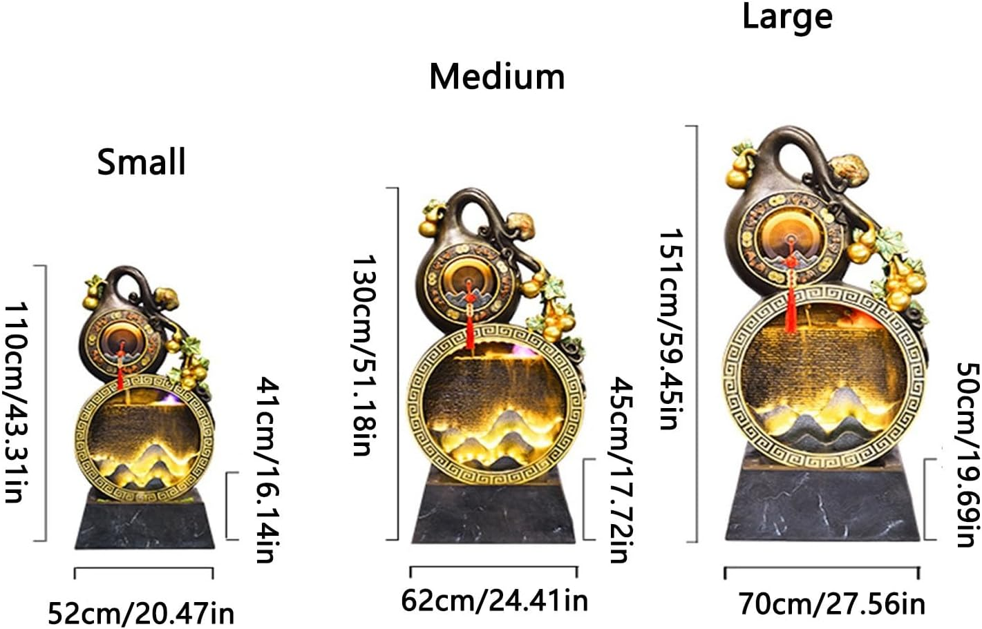 Outdoor Fountain Floor-Standing Water Fountain, Unique Gourd, Indoor Office Relaxation(Small) image number 6
