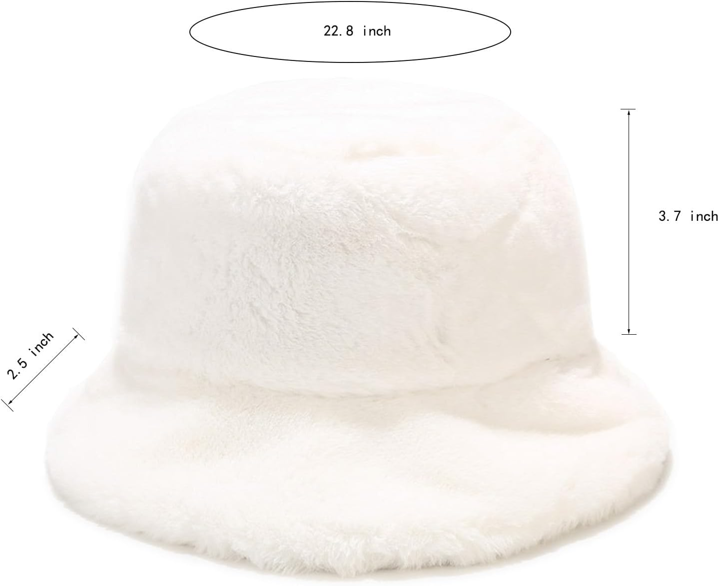 Fluffy Faux Fur Bucket Hat Winter Warm Hat for Women Men - A Caramel image number 6