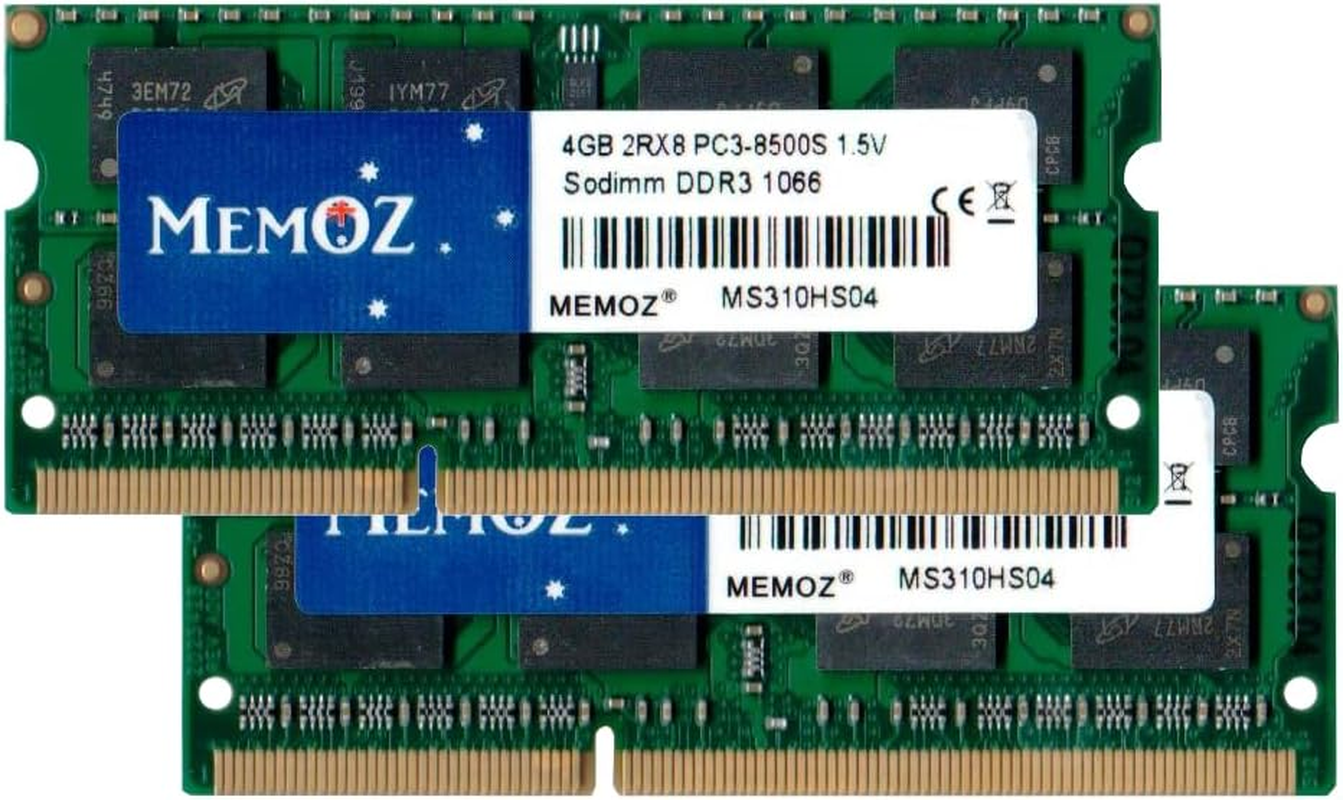 Memoz&reg; 8GB (2X 4GB) DDR3 1066 1067 Mhz PC3 8500S Notebook Sodimm Memory 5 Years Warranty Laptop RAM image number 1